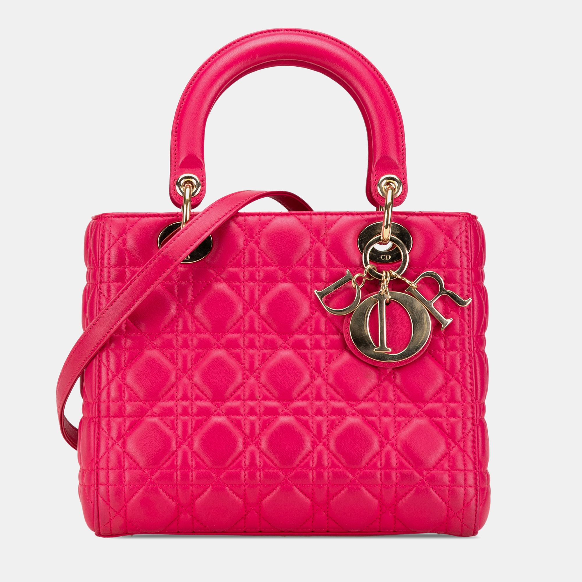 

Dior Pink Medium Lambskin Cannage Lady Dior
