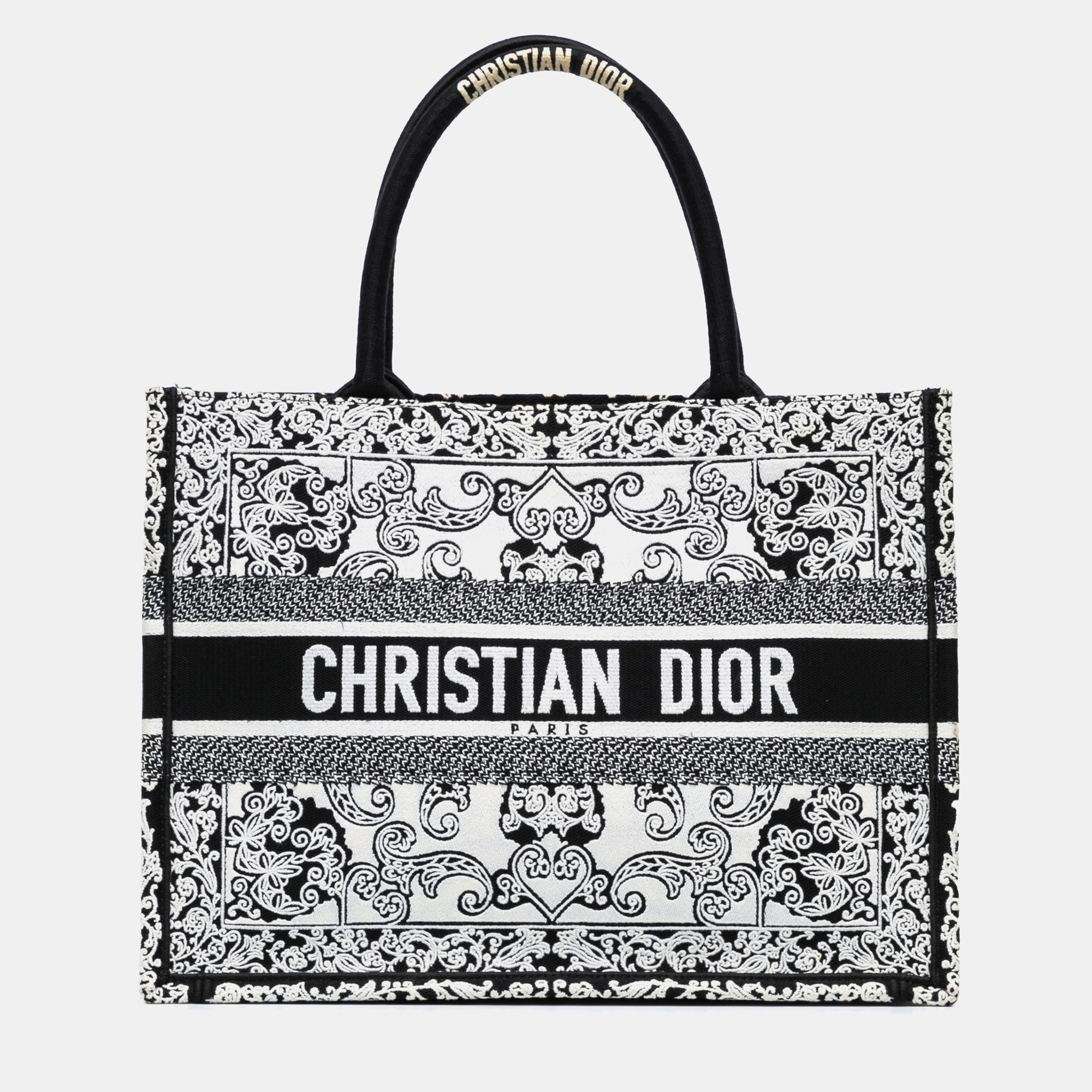 

Dior White Medium Embroidered Book Tote