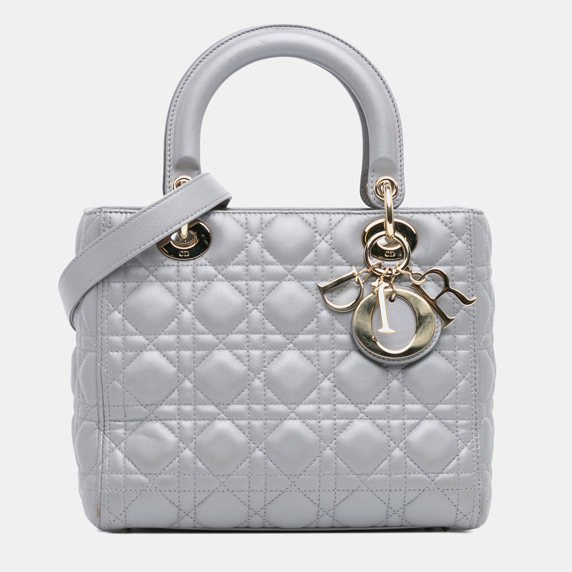 

Dior Grey Medium Lambskin Cannage Lady Dior