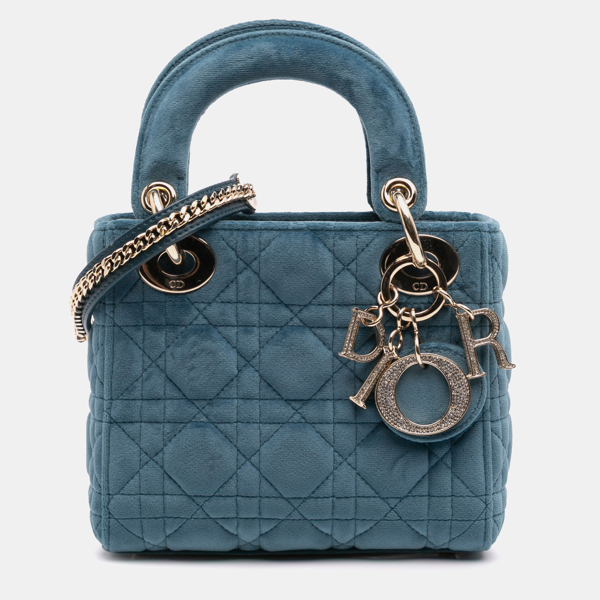

Dior Blue Mini Velvet Cannage Lady Dior