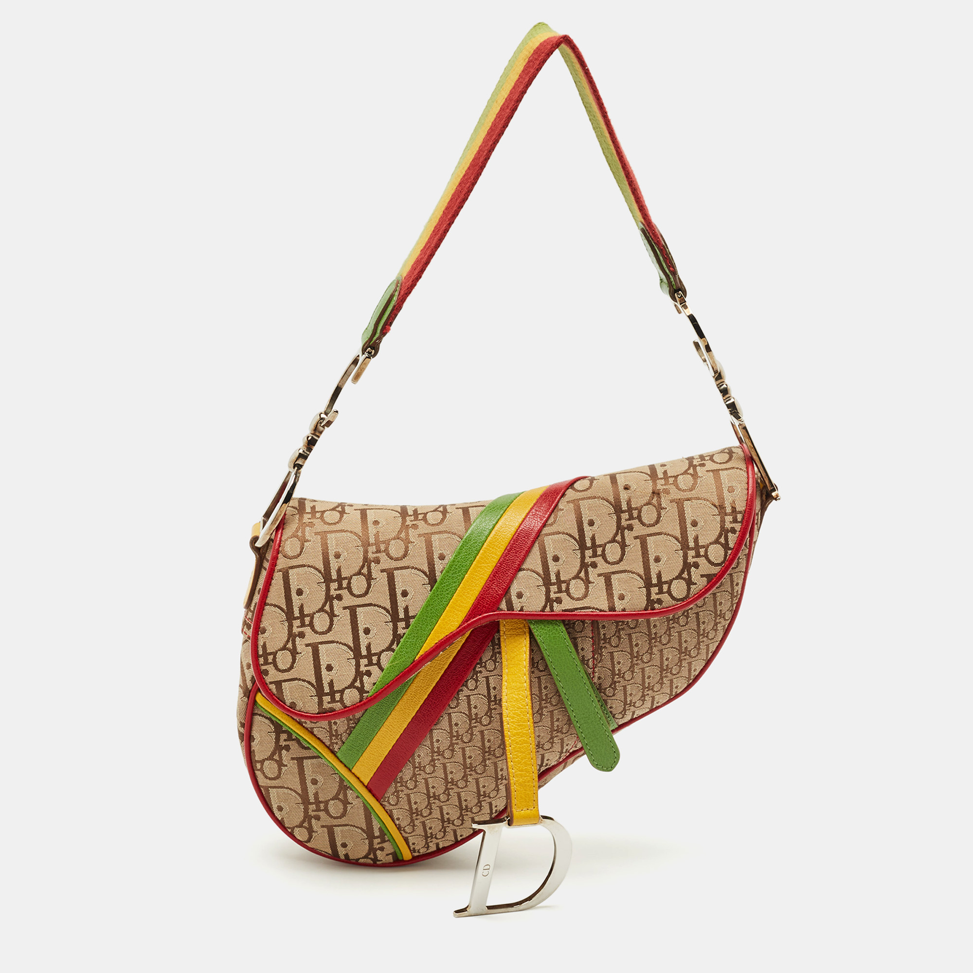 

Dior Beige/Multicolor Canvas Diorissimo Rasta Trotter Saddle Bag