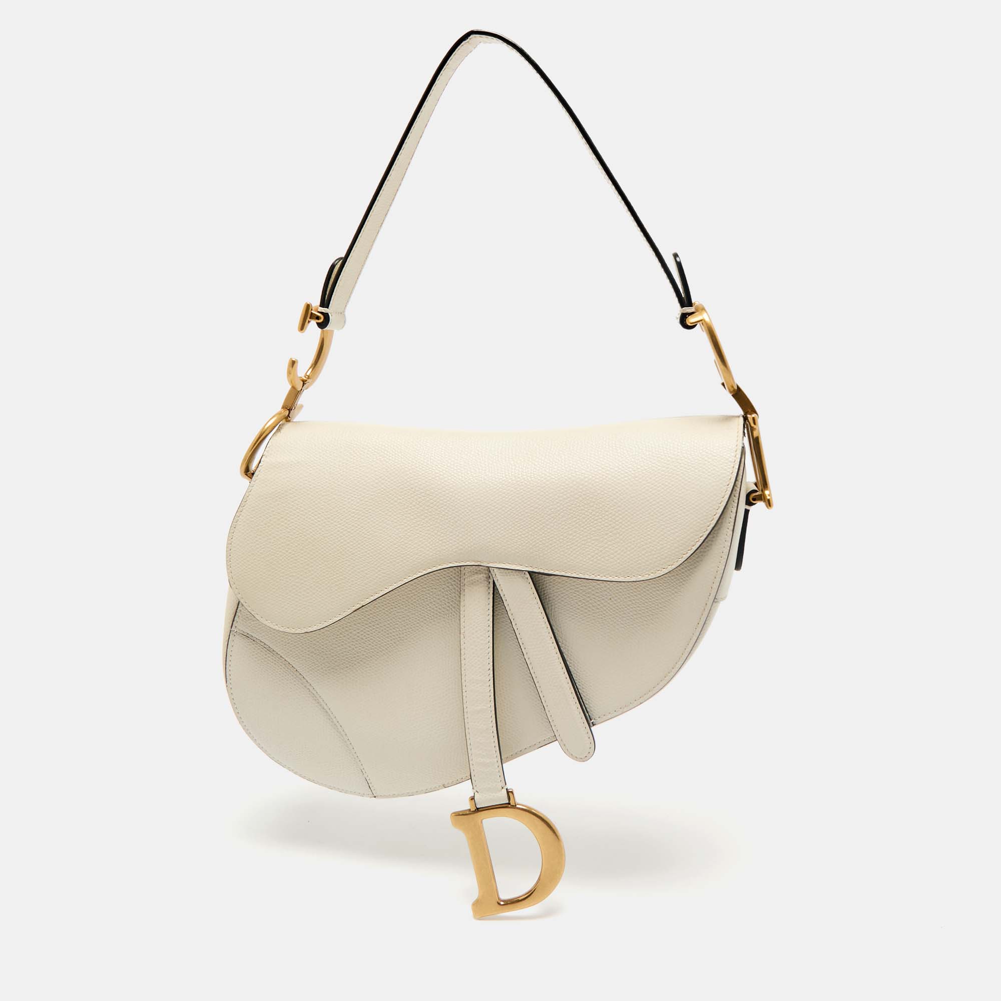 

Dior White Leather Saddle Bag