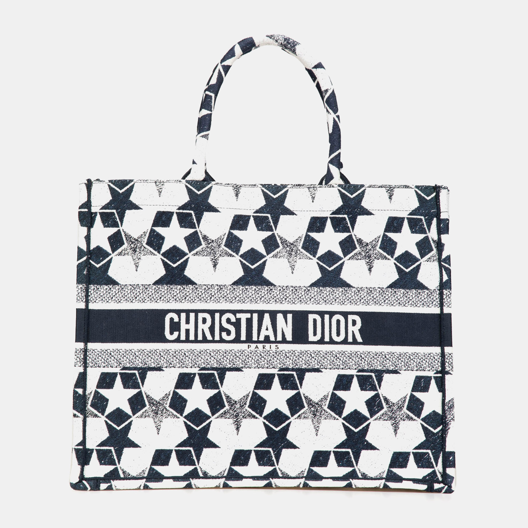 

Dior Blue Canvas Embroidered Lucky Star Book Large Tote