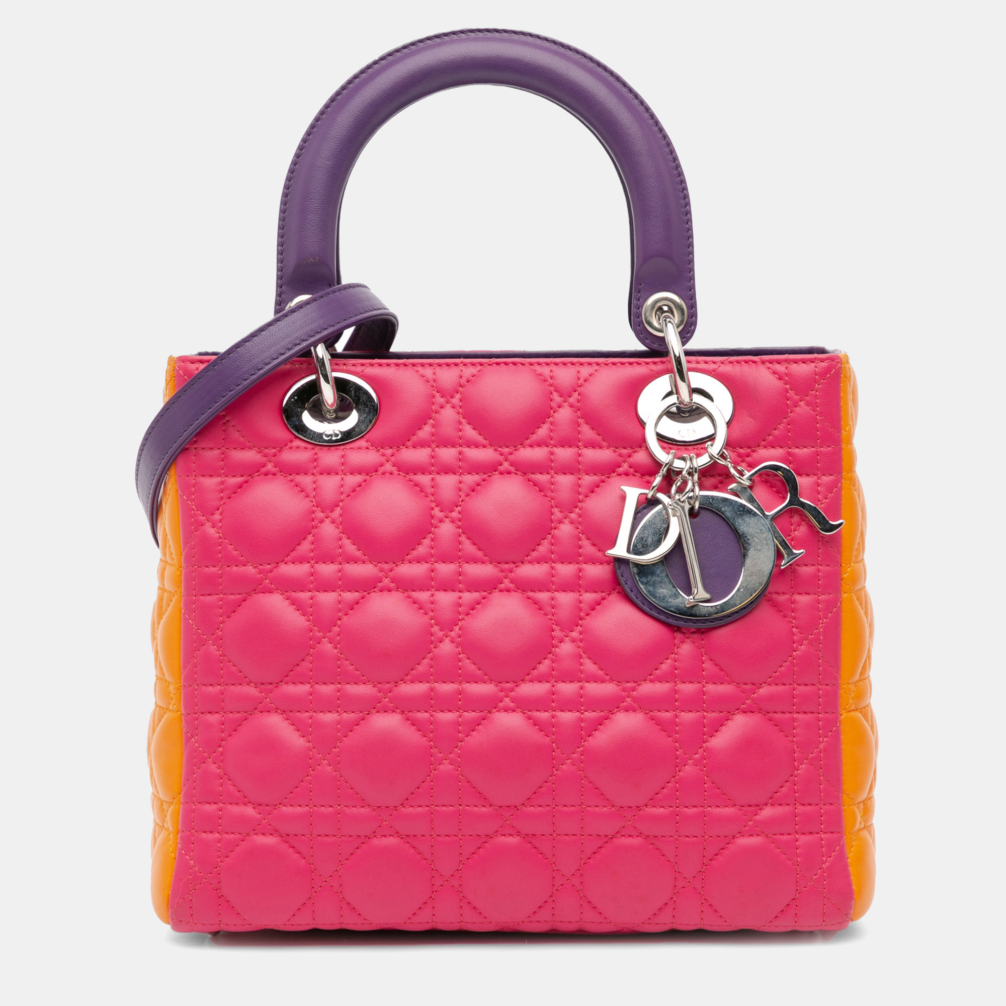 

Dior Pink Medium Tricolor Lambskin Cannage Lady Dior