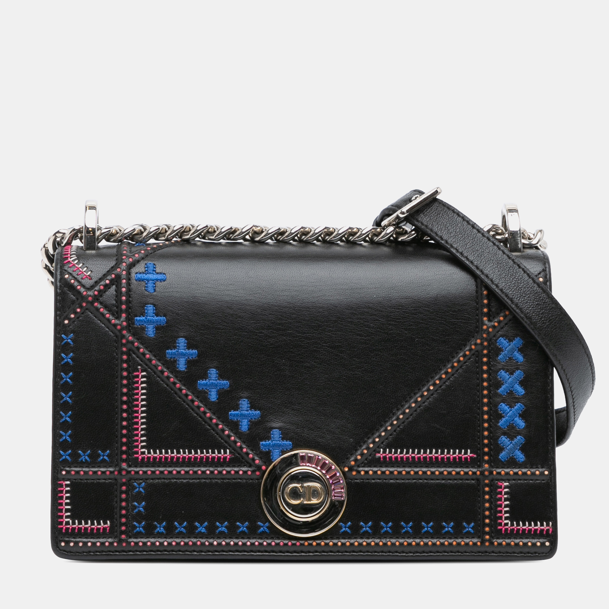 

Dior Black Medium Calfskin Stitch Diorama Flap