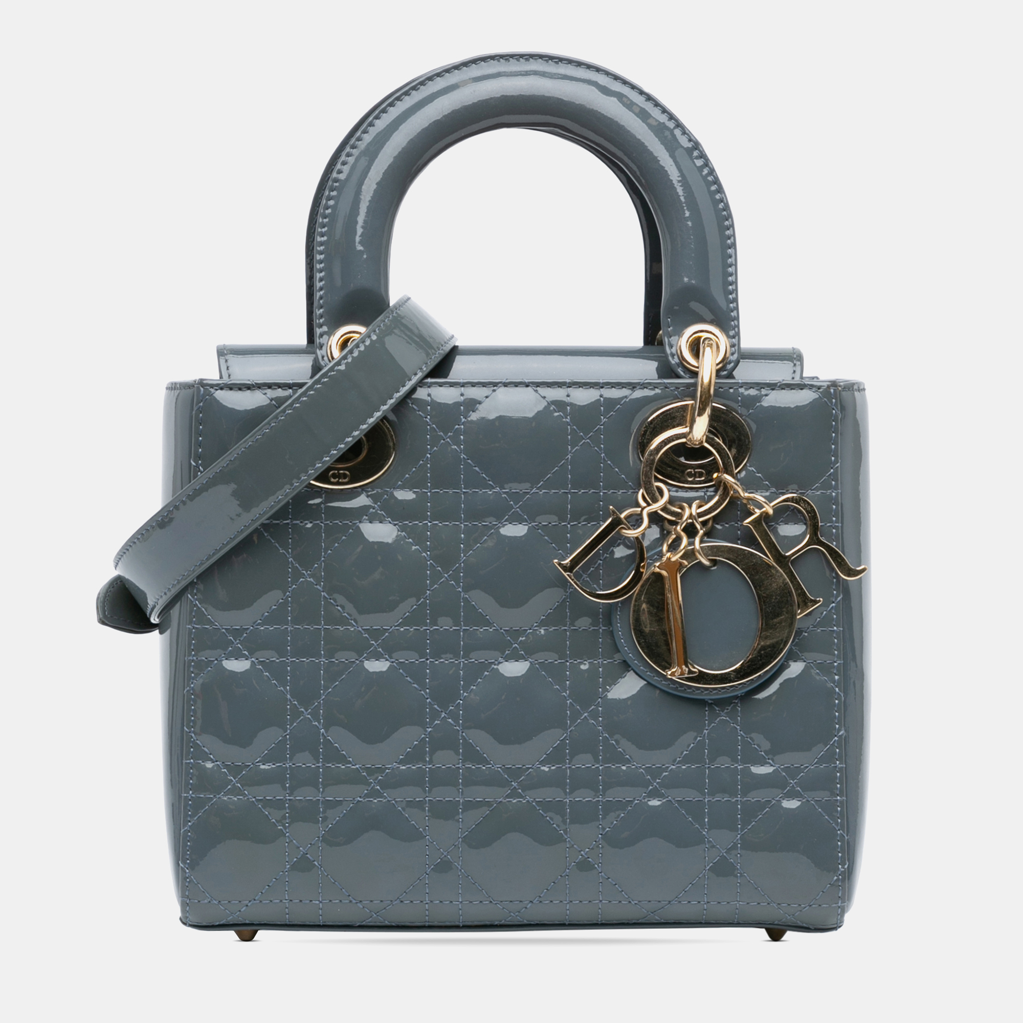 

Dior Blue Patent Leather Cannage Small Lady Dior