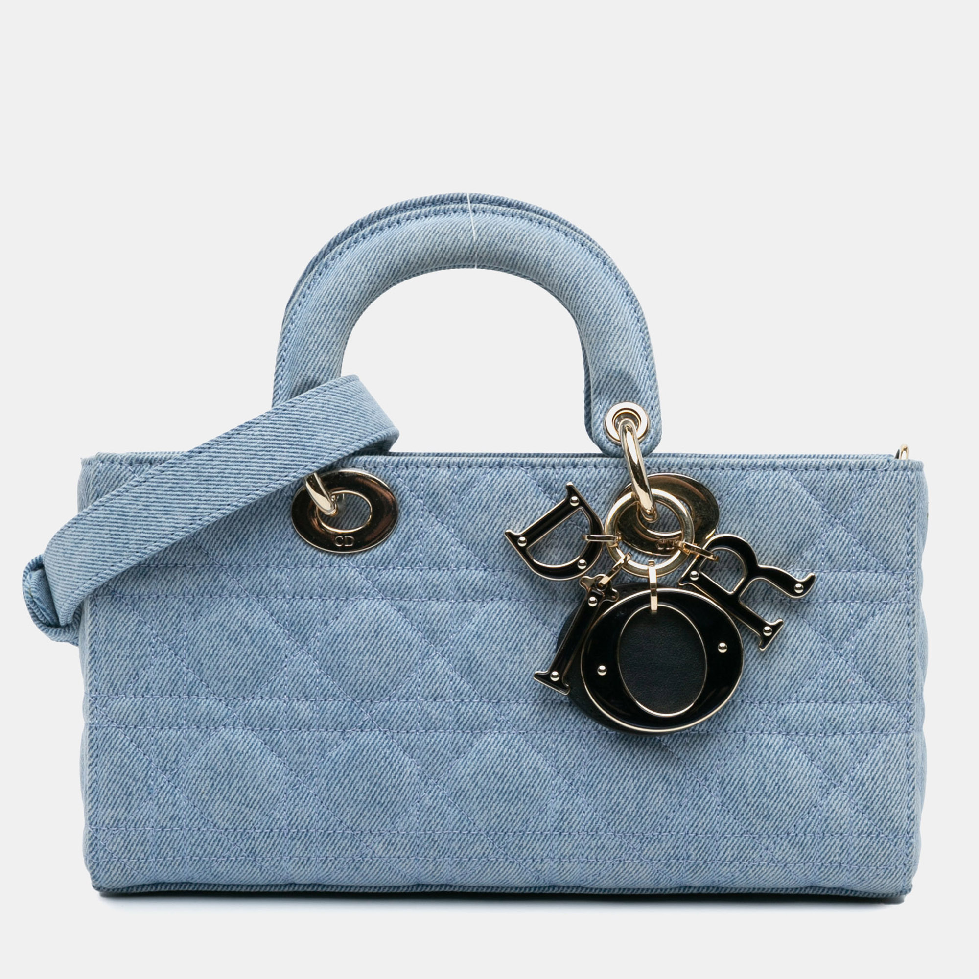 

Dior Blue Denim Cannage Medium Lady D Joy