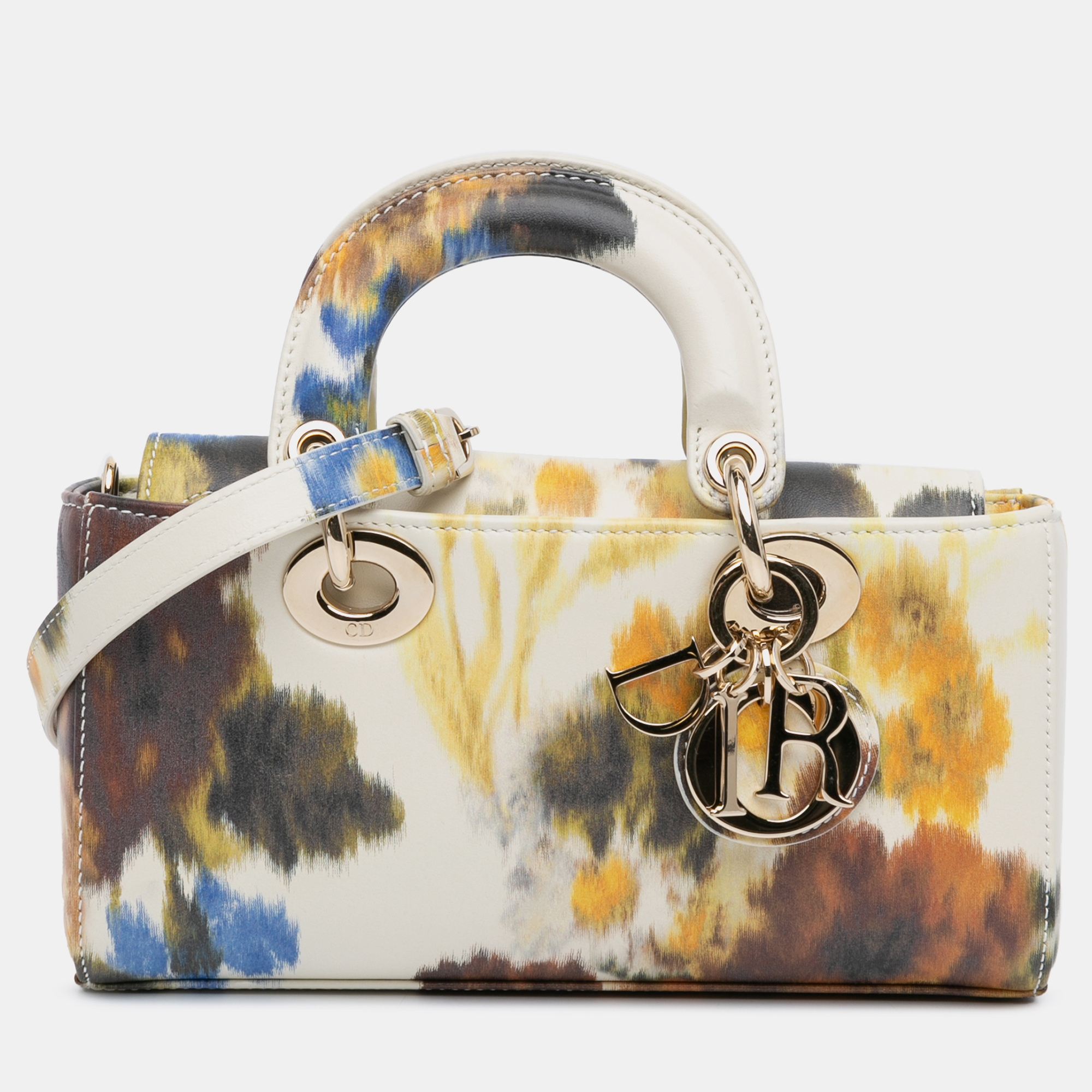 

Dior White Small Leather Floral Print Lady D Joy