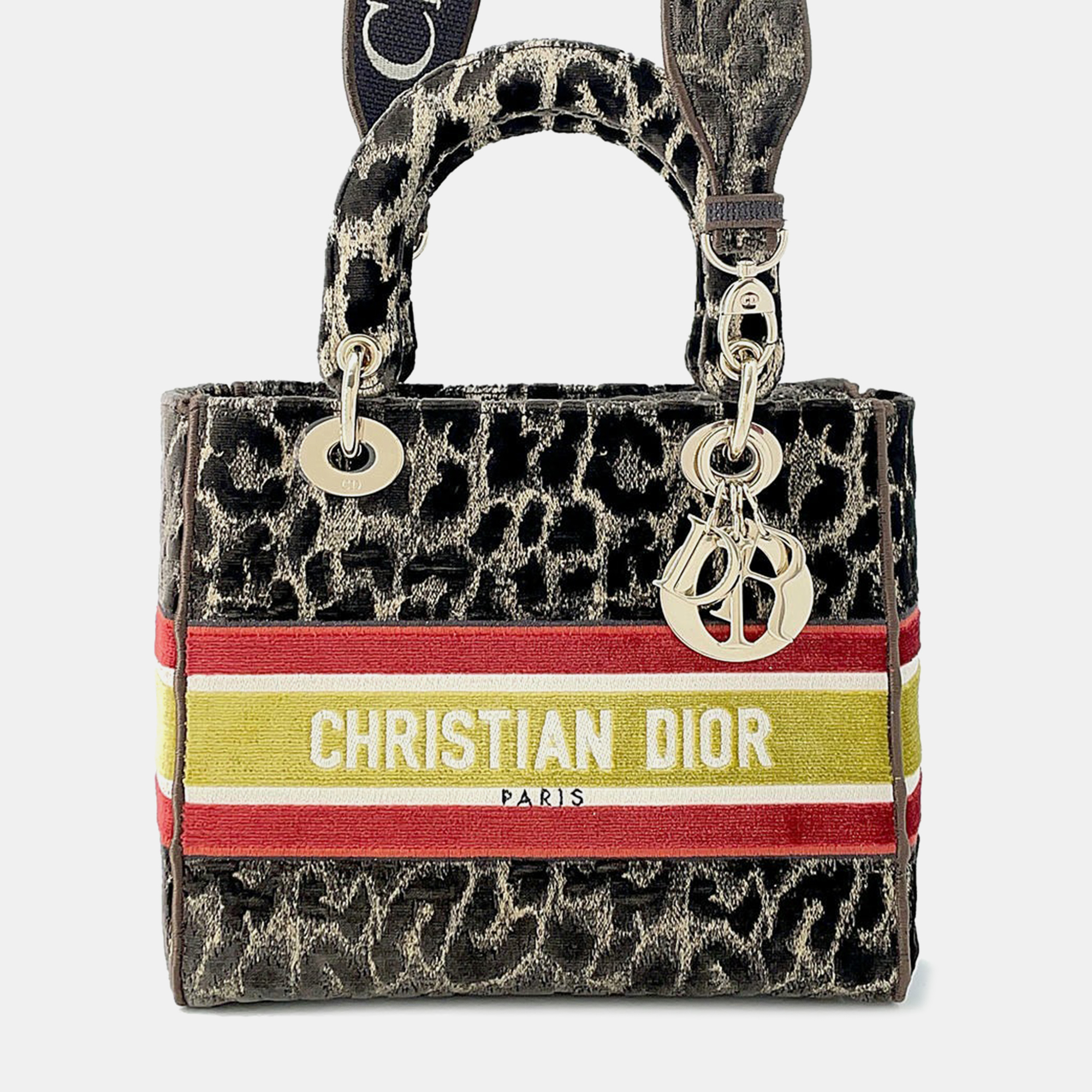 

Dior Light Brown Velvet Mizza Lady D-Lite Medium Shoulder Bag