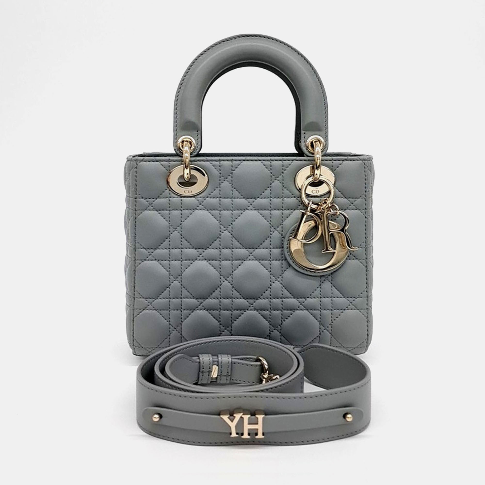 

Dior Grey Leather Cannage Lady Small Bag