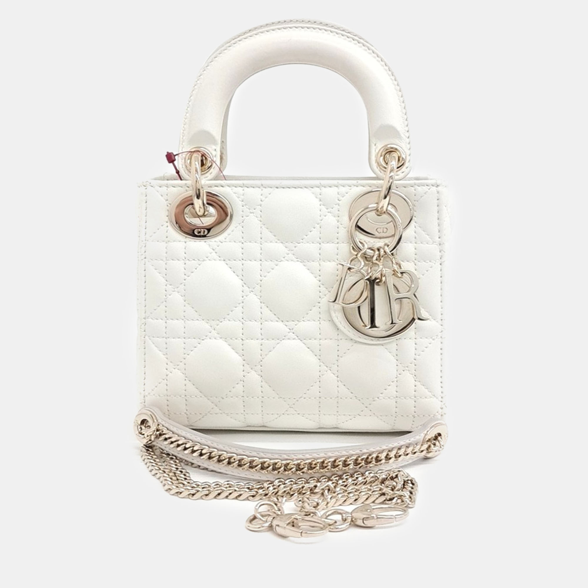 

Dior White Leather Lady Mini Bag