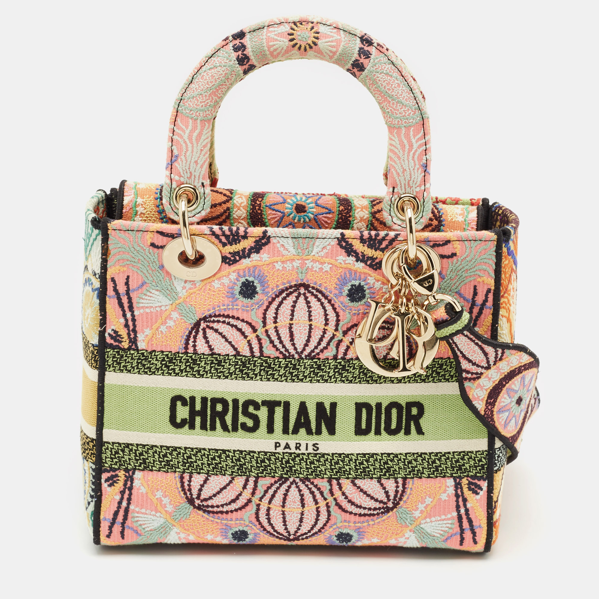 

Dior Multicolor Embroidered Canvas  Lady D-Lite Tote
