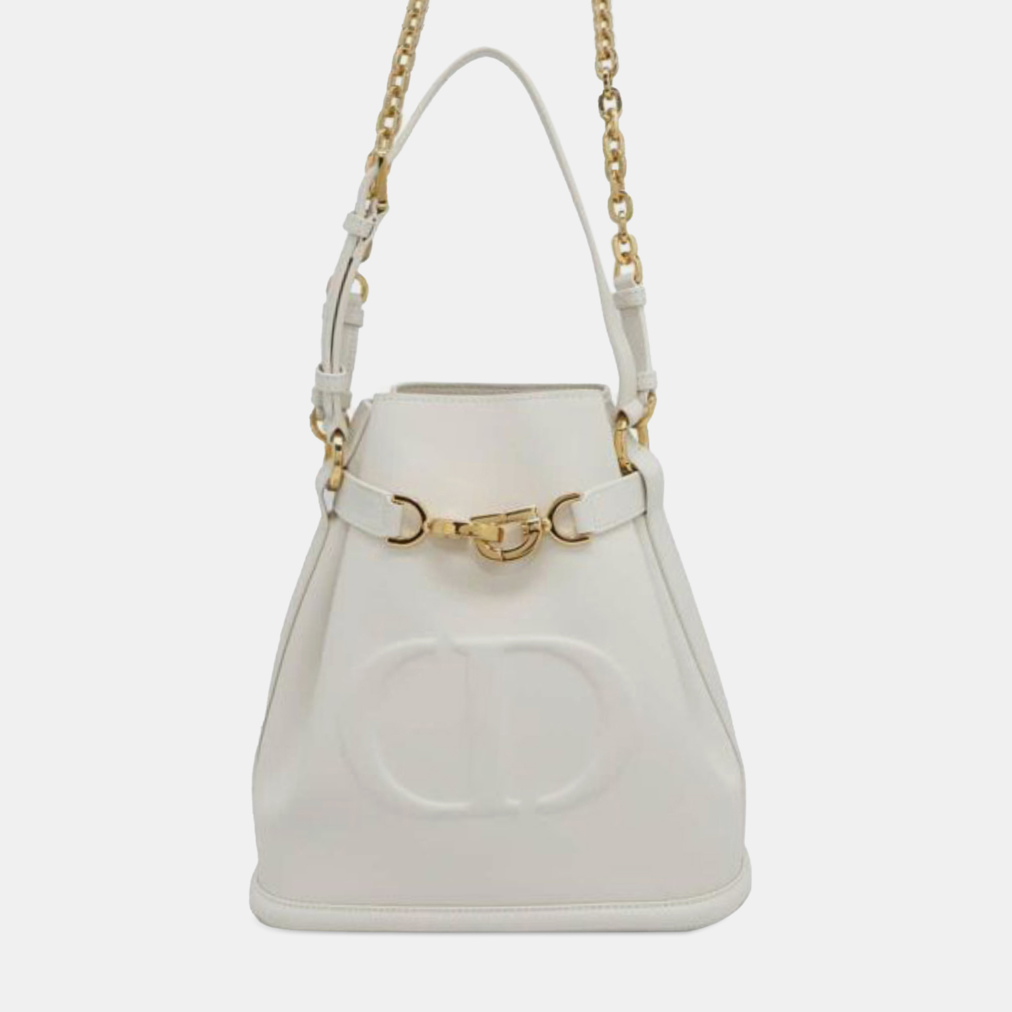 

Dior White Medium Embossed Calfskin CEst Dior Bag