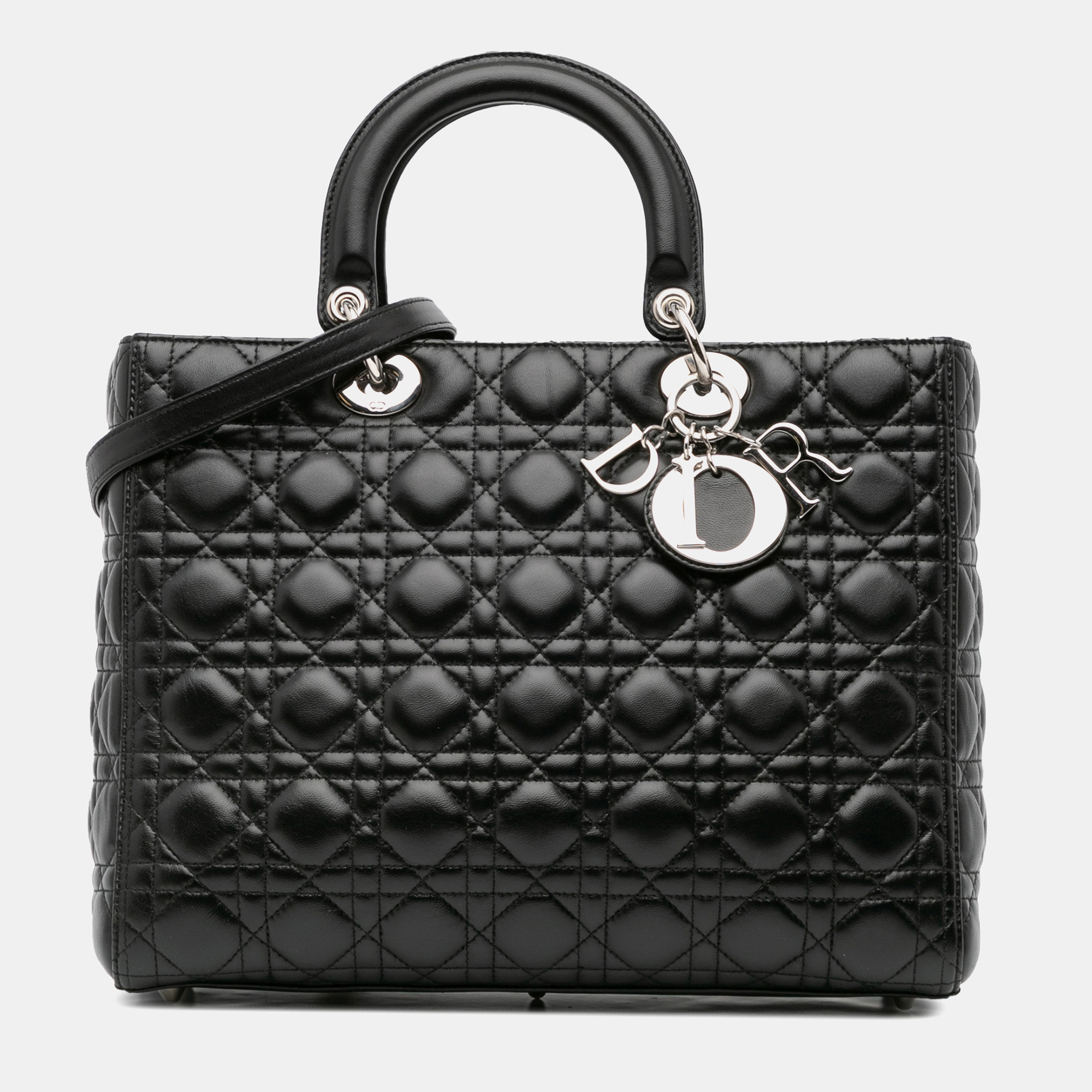 

Dior Black Large Lambskin Cannage Lady Dior