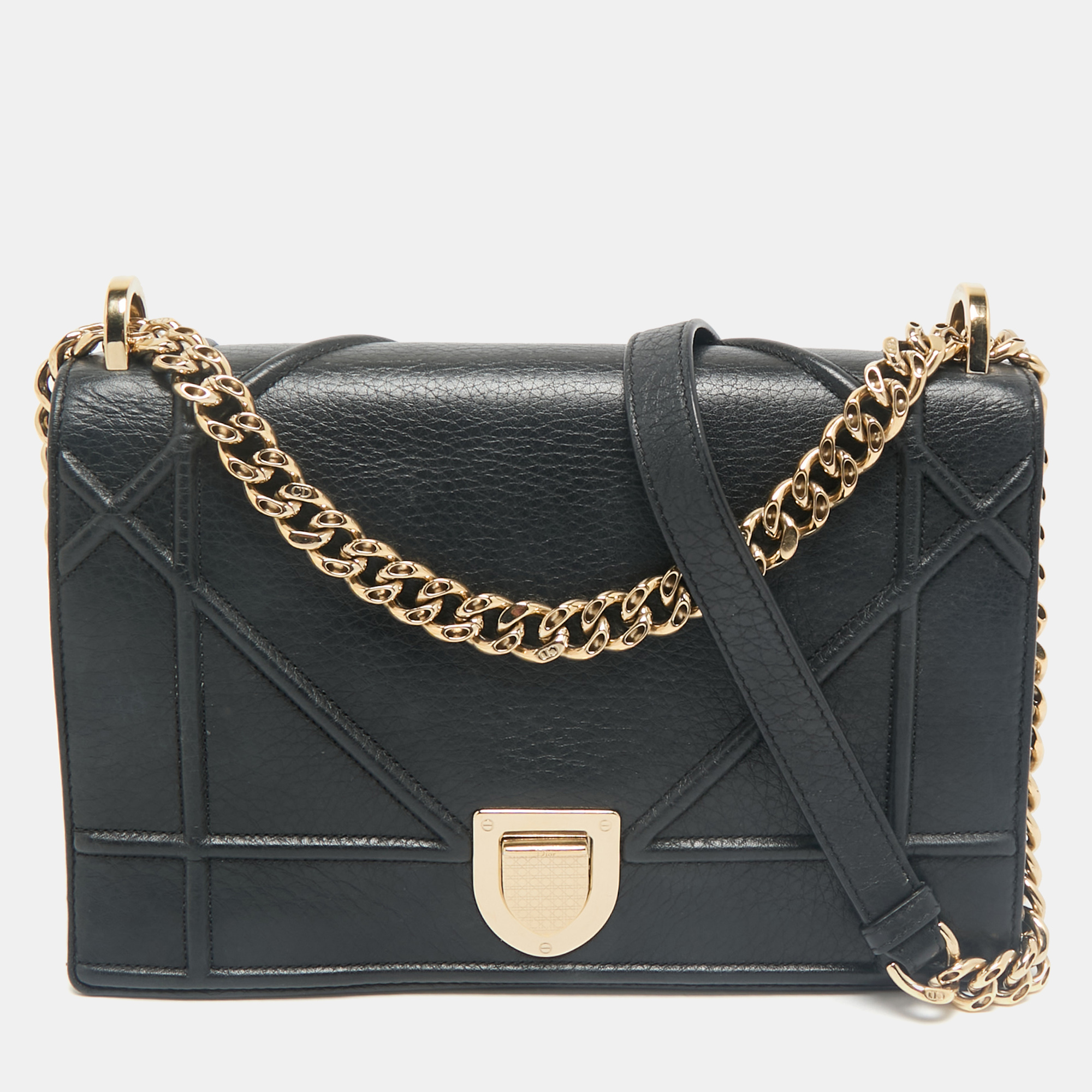 

Dior Black Leather  Diorama Flap Bag