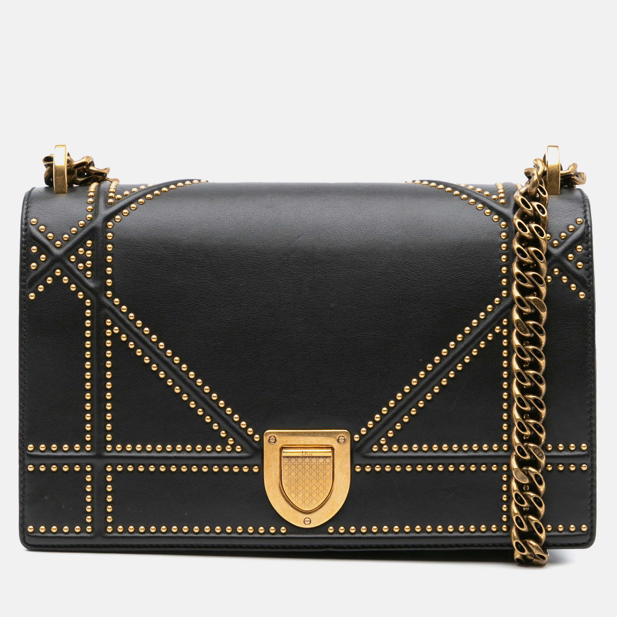 

Dior Black Medium Studded Lambskin Diorama Flap