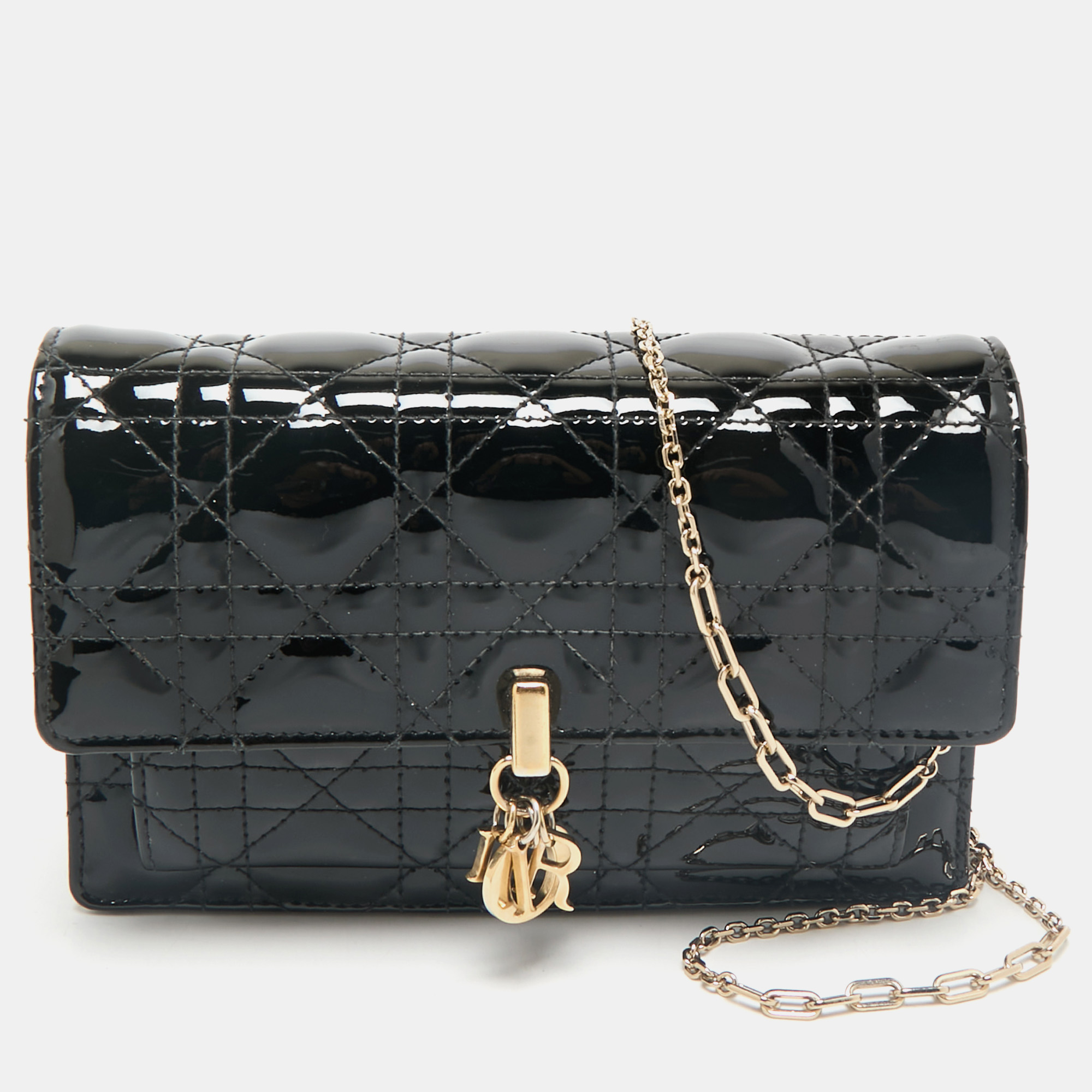 

Dior Black Cannage Patent Leather My Dior Daily Chain Pouch