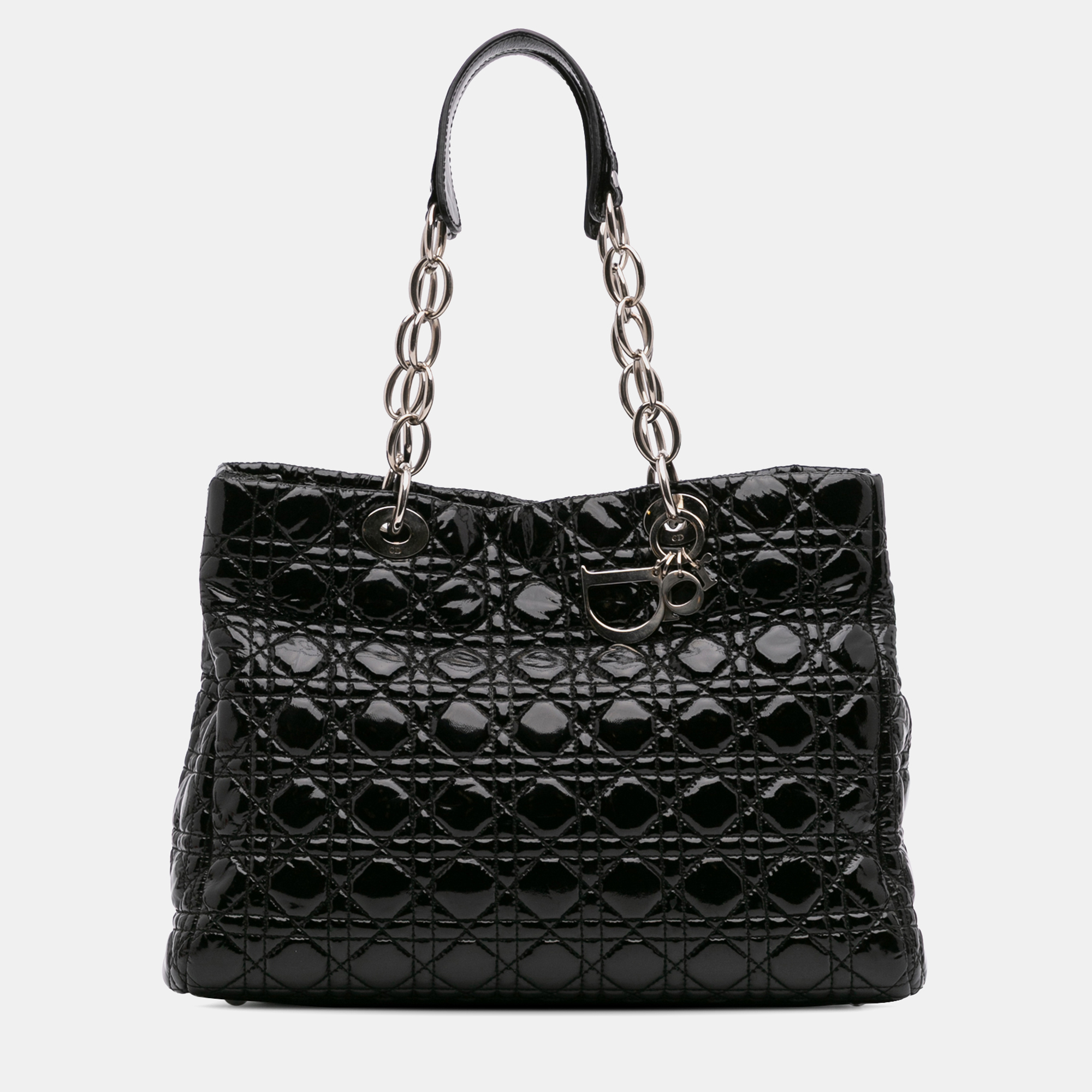 

Dior Black Patent Cannage Large Lady Dior Soft Shopping Tote