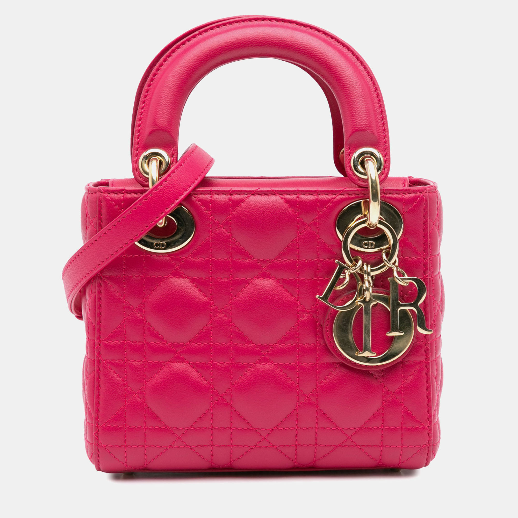 

Dior Pink Mini Lambskin Cannage Lady Dior