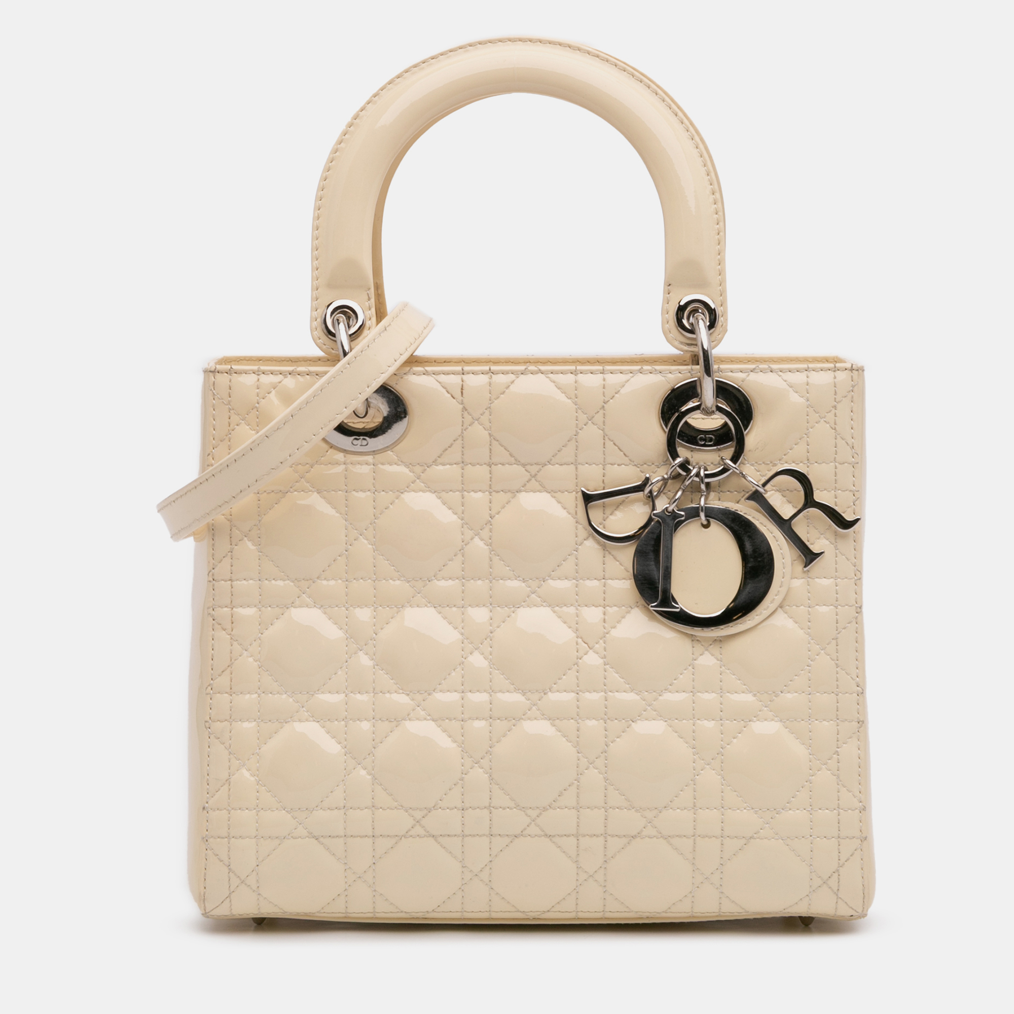 

Dior Beige Medium Patent Cannage Lady Dior