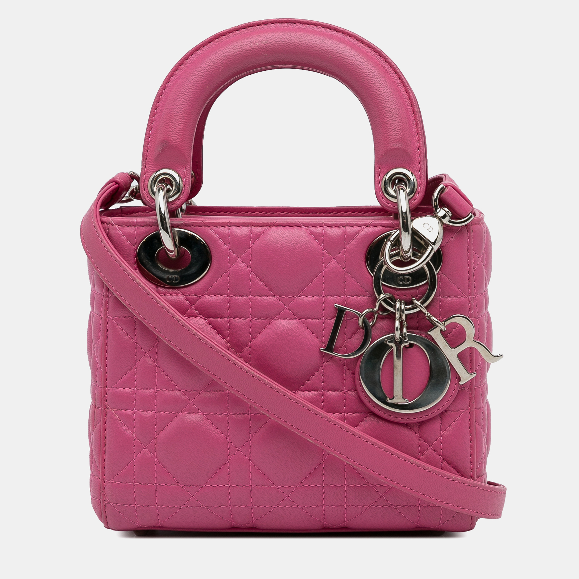 

Dior Pink Mini Lambskin Cannage Lady Dior
