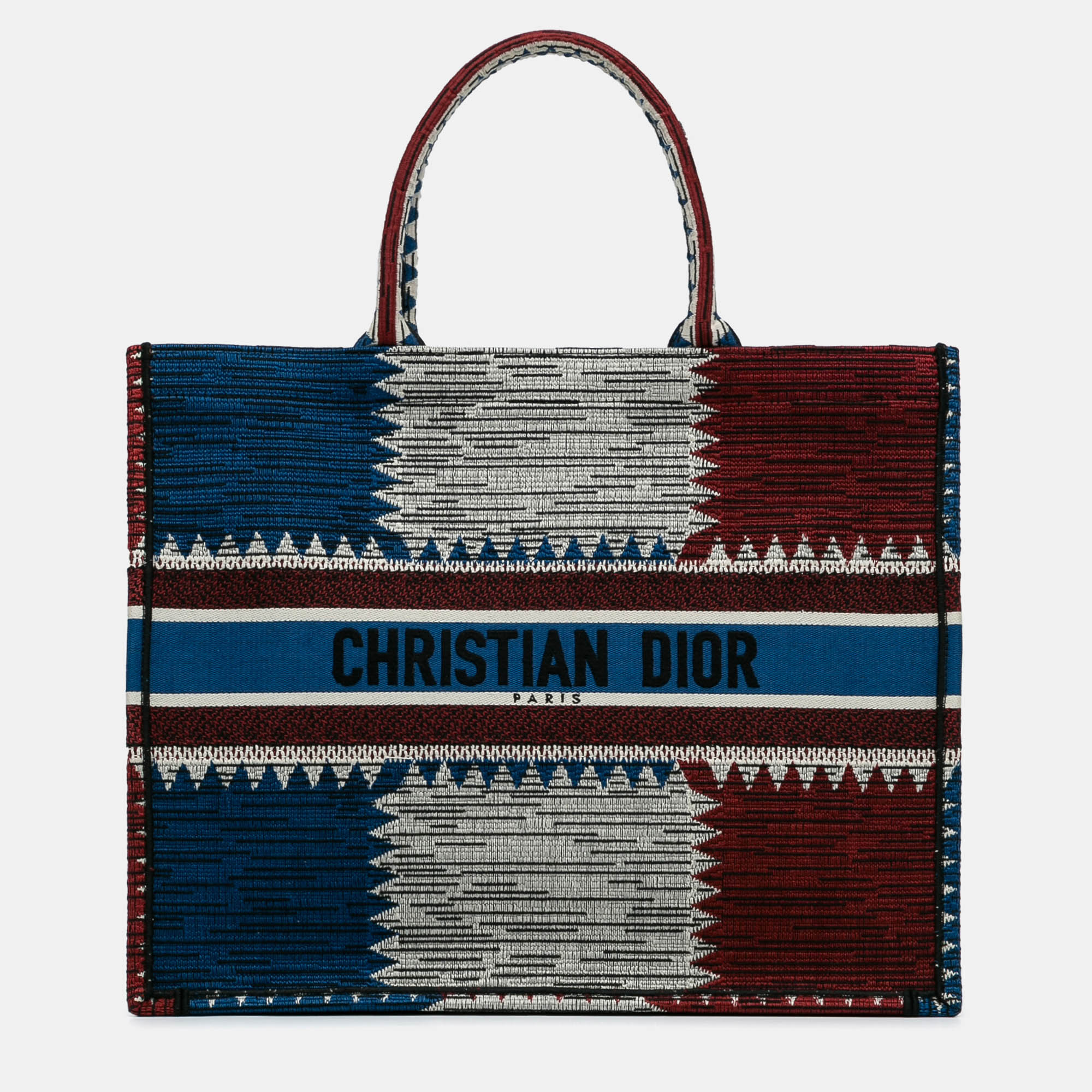 

Dior Beige Blue Red Large French Flag Book Tote