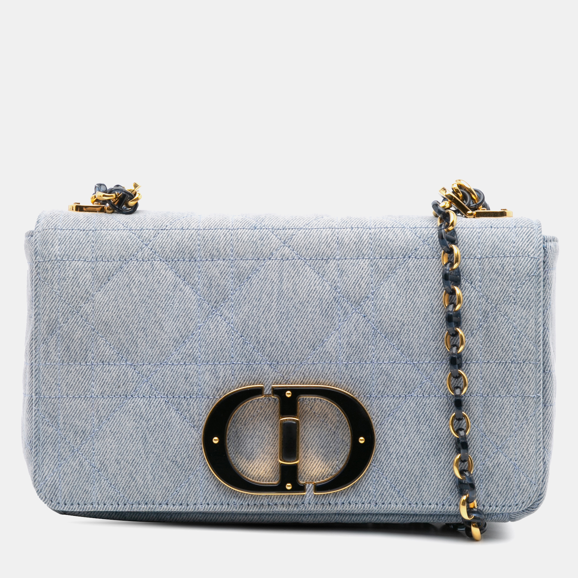 

Dior Blue Medium Denim Macrocannage Caro Bag