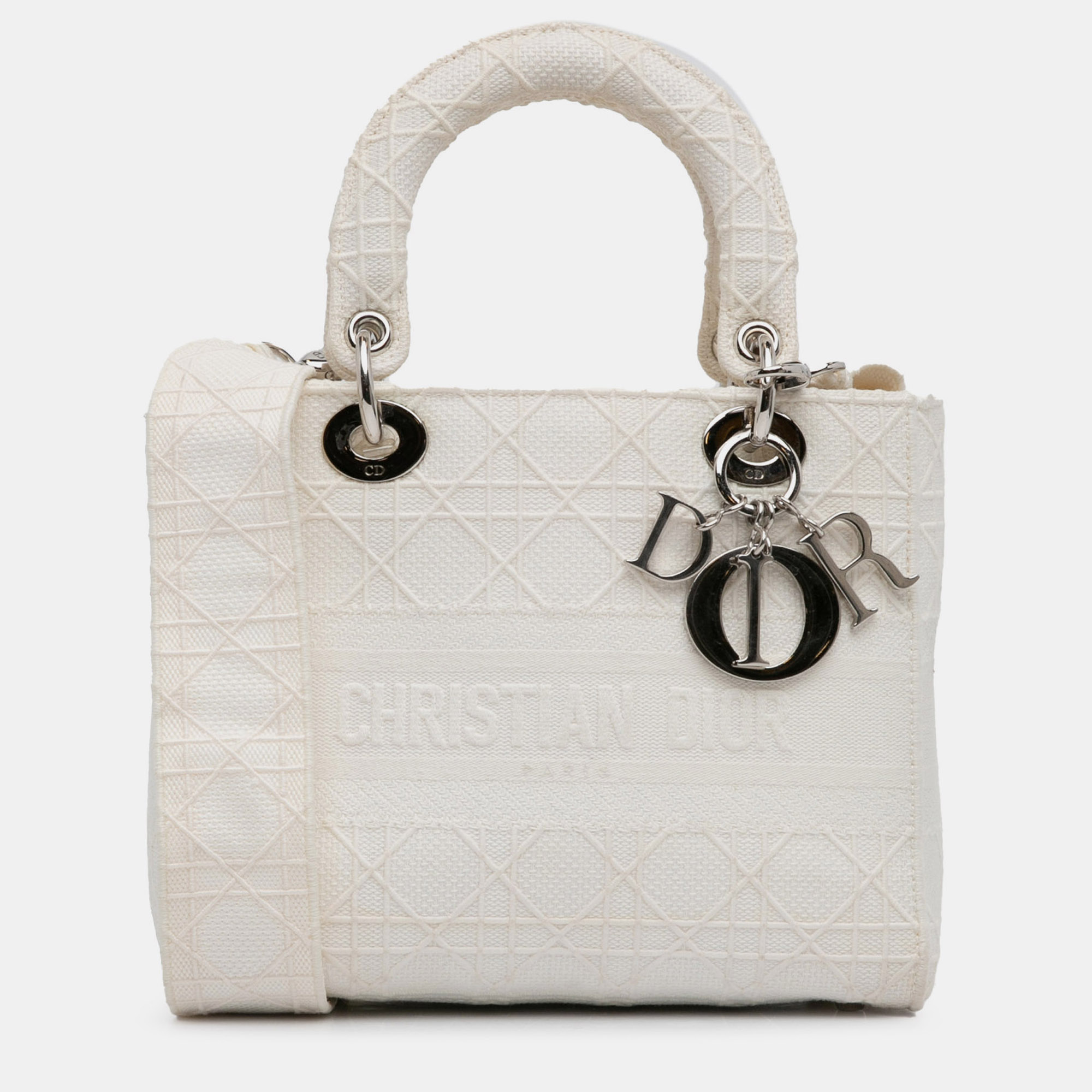 

Dior White Medium Cannage Lady D-Lite
