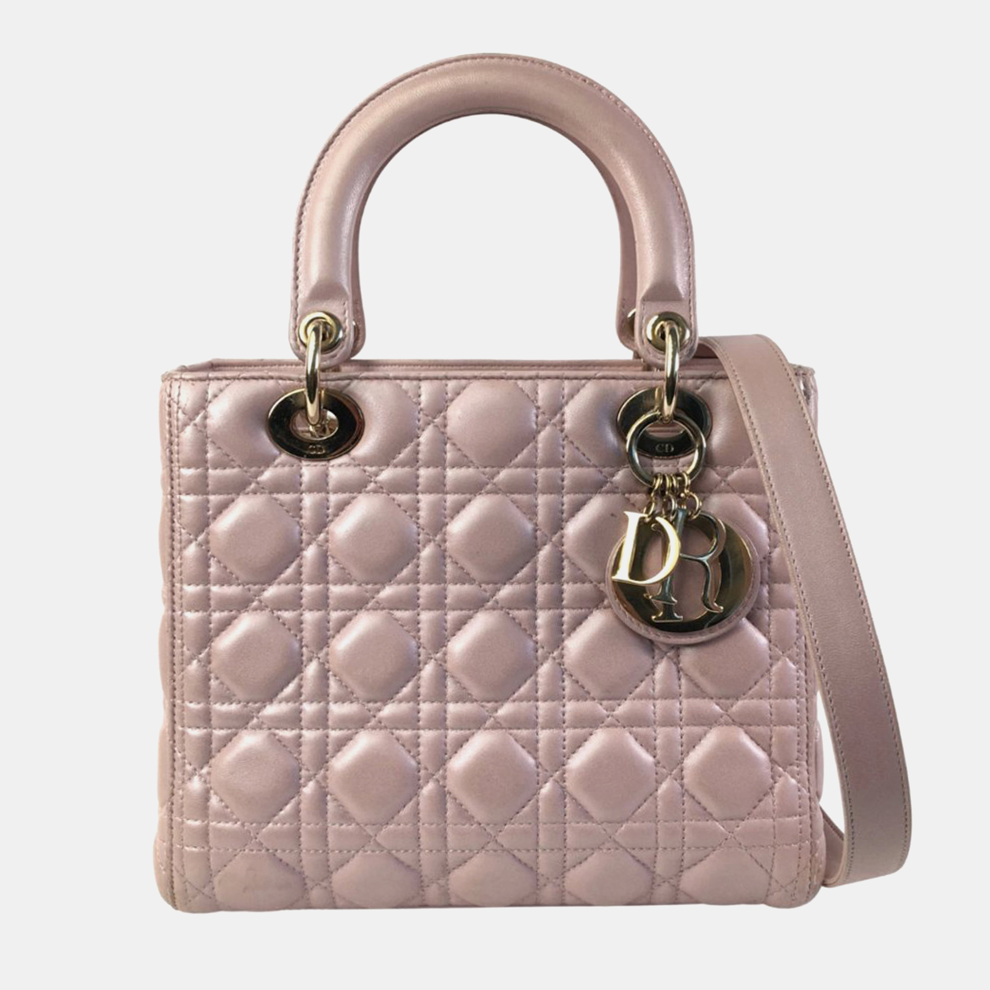 

Dior Pink Medium Pearlescent Lambskin Cannage Lady Dior