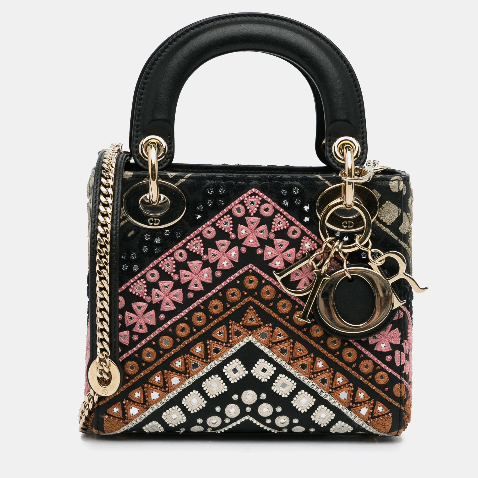 

Dior Black Mini Calfskin Embroidered Lady Dior