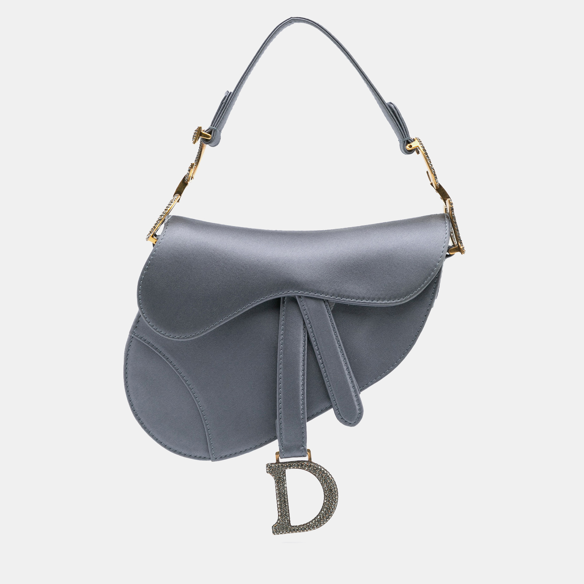

Dior Grey Mini Satin Crystal Embellished Saddle