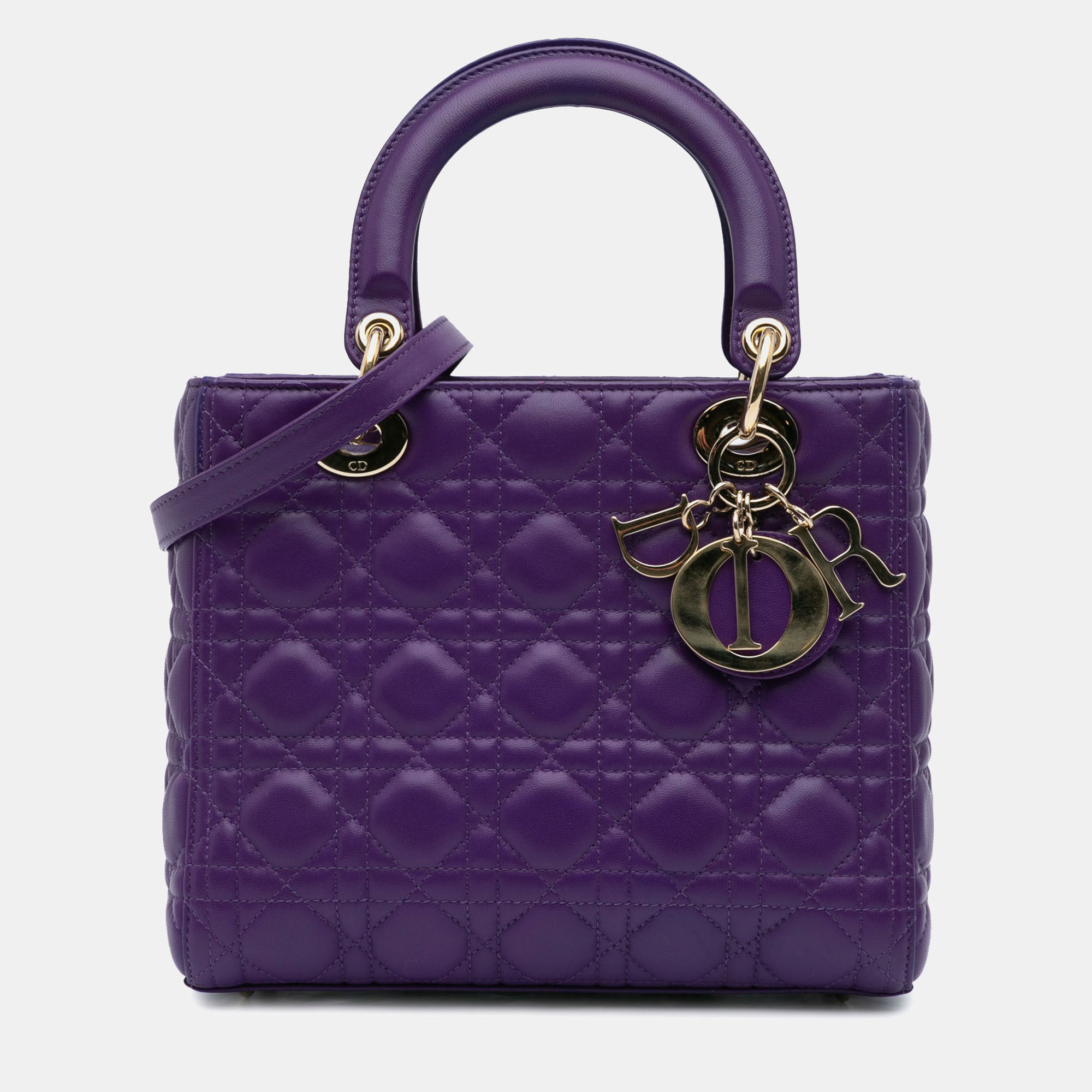 

Dior Purple Medium Lambskin Cannage Lady Dior