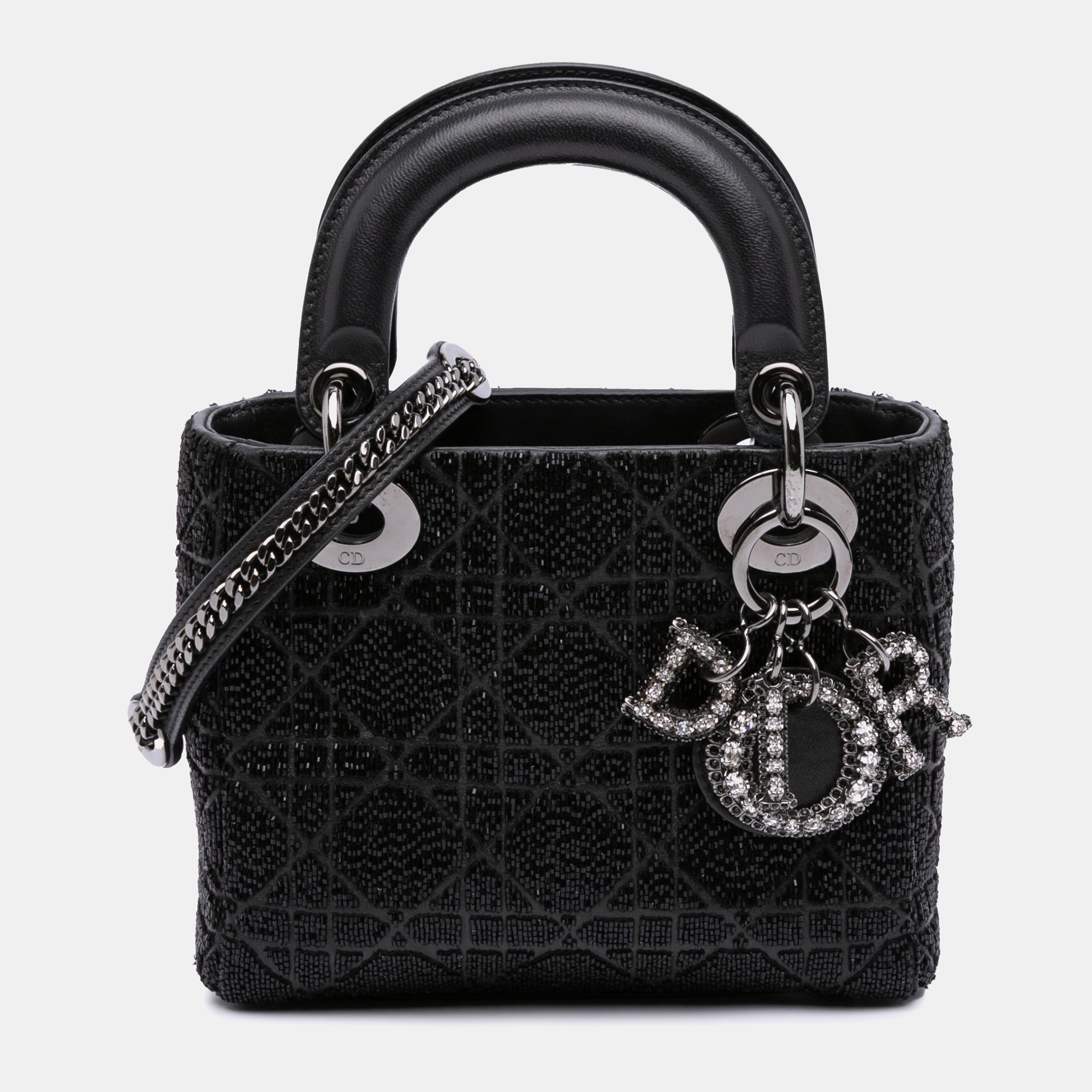 

Dior Black Mini Beaded Lambskin Crystal Cannage Lady Dior