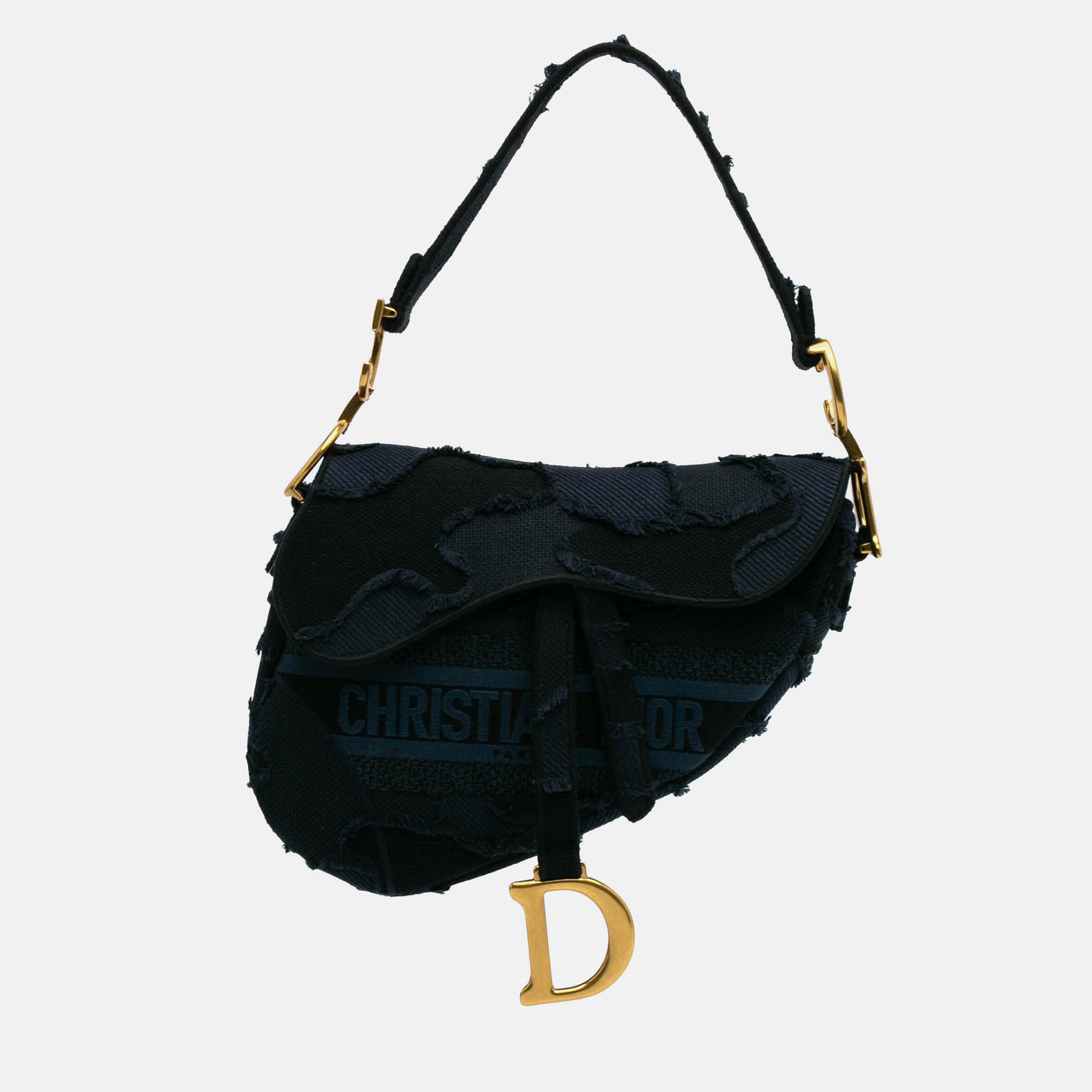 

Dior Blue Canvas Embroidered Camouflage Saddle Bag