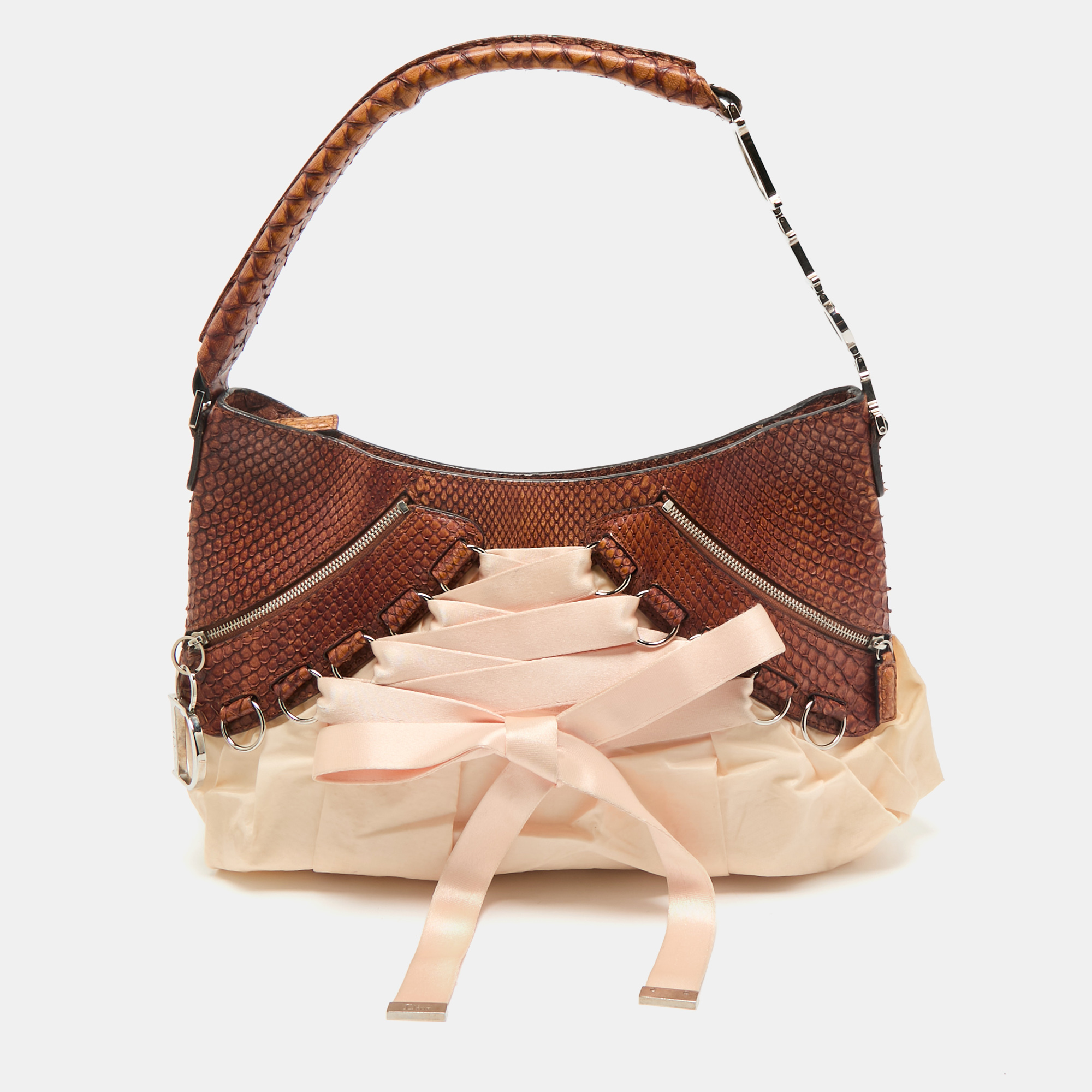 

Dior Brown/Peach Fabric and Python Ballet Hobo