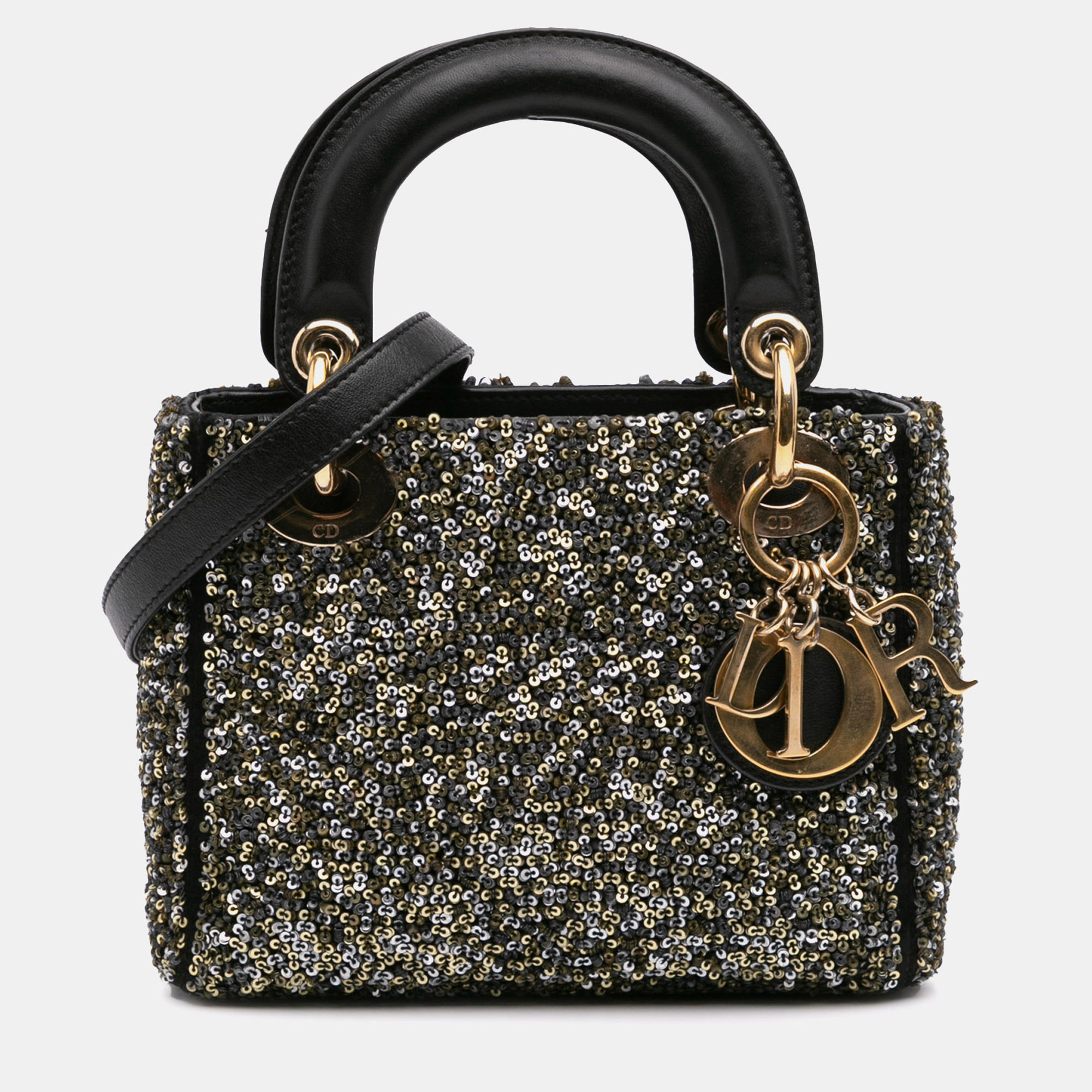 

Dior Black Mini Satin Sequin Embroidered Lady Dior