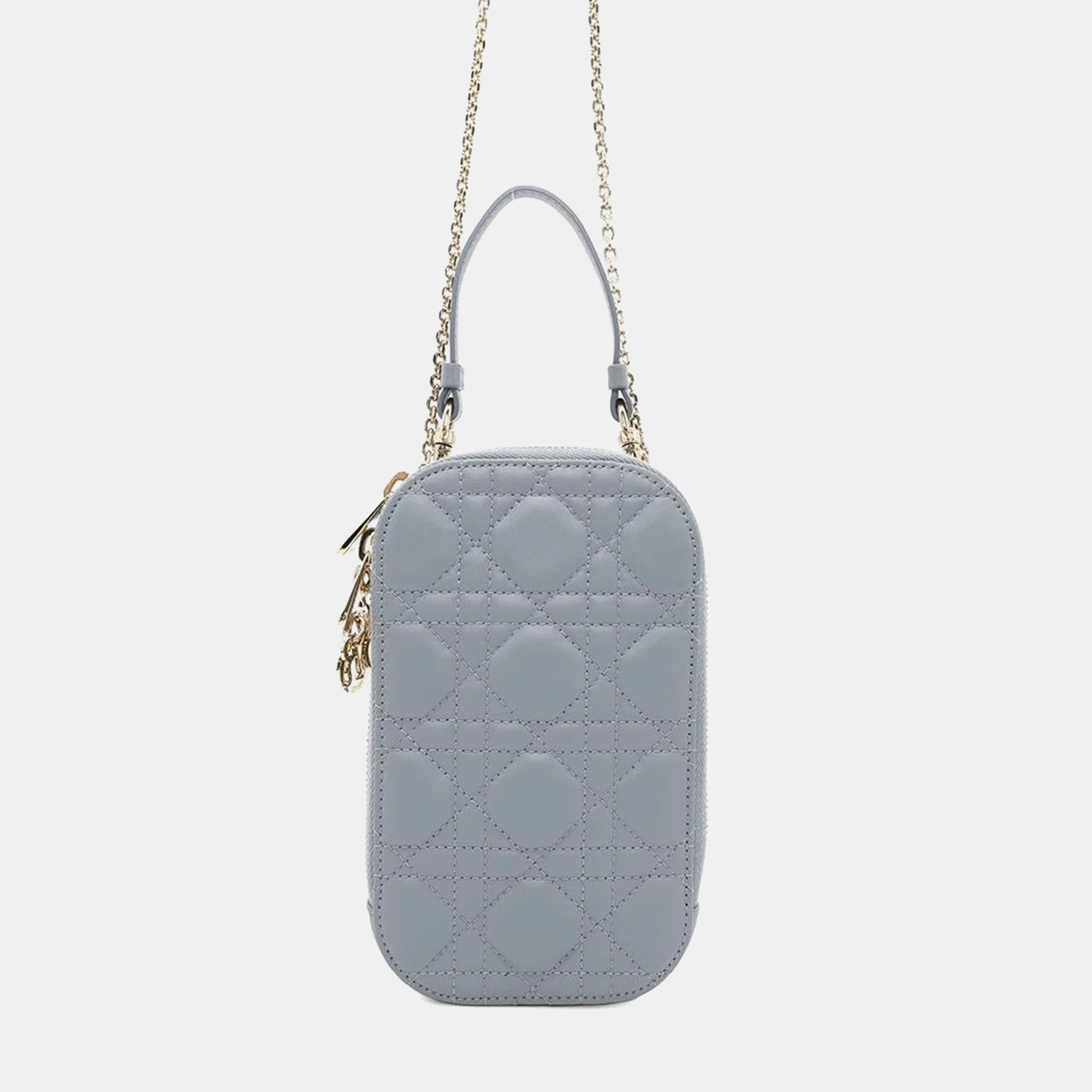 

Dior Lady Dior Cannage Phone Holder Cloud blues Lambskin, Blue