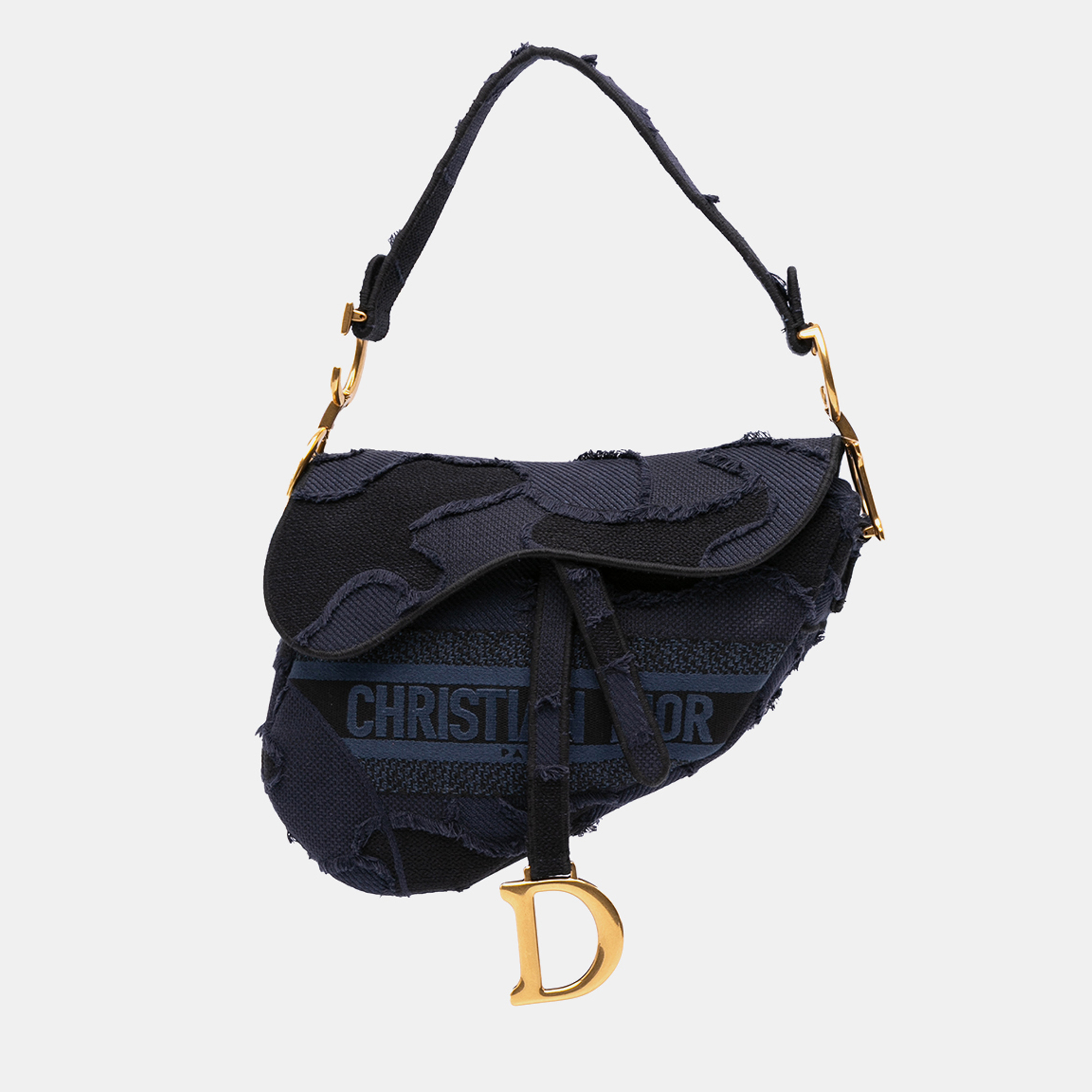 

Dior Blue Canvas Embroidered Camouflage Saddle Bag