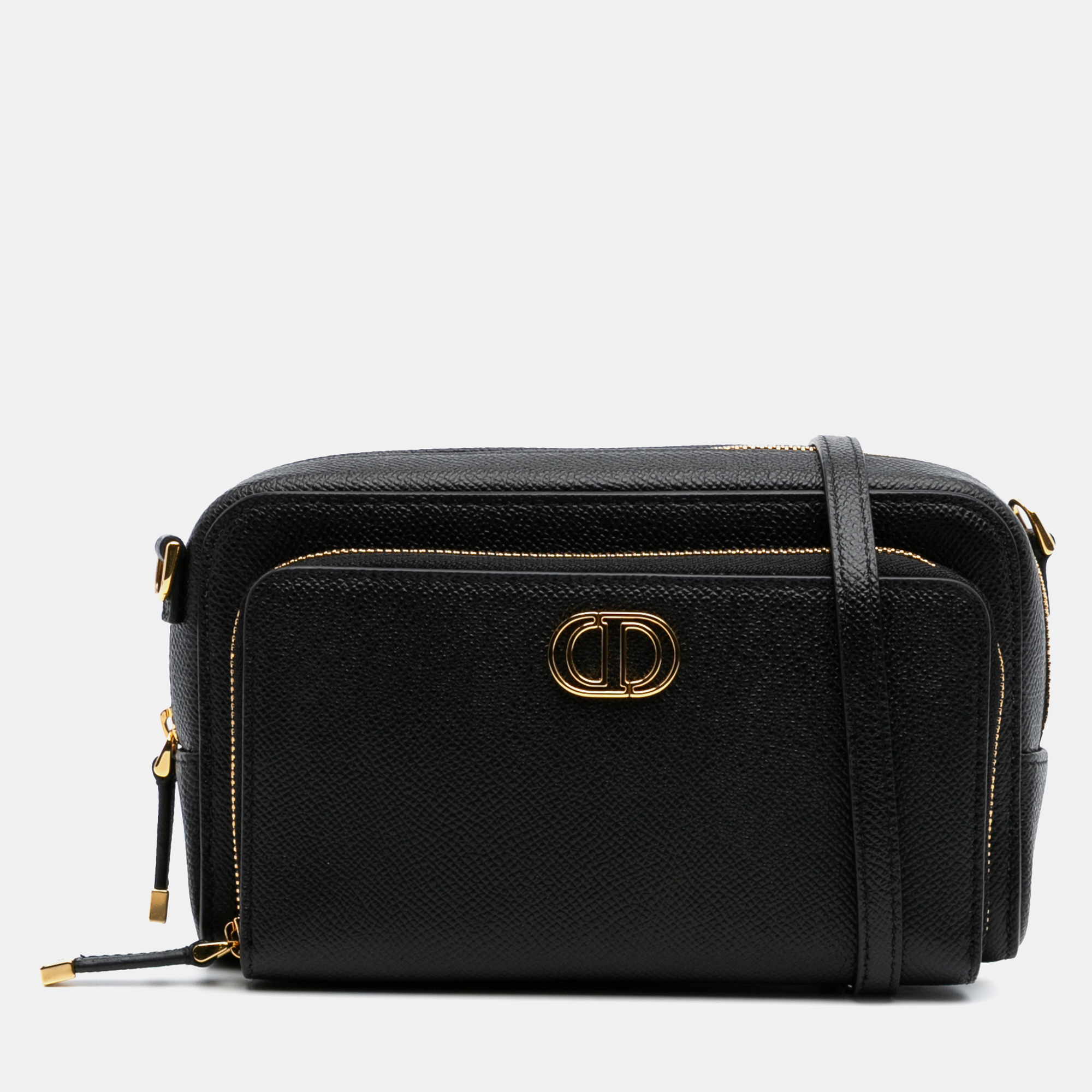 

Dior Black Grained Calfskin Caro Double Pouch