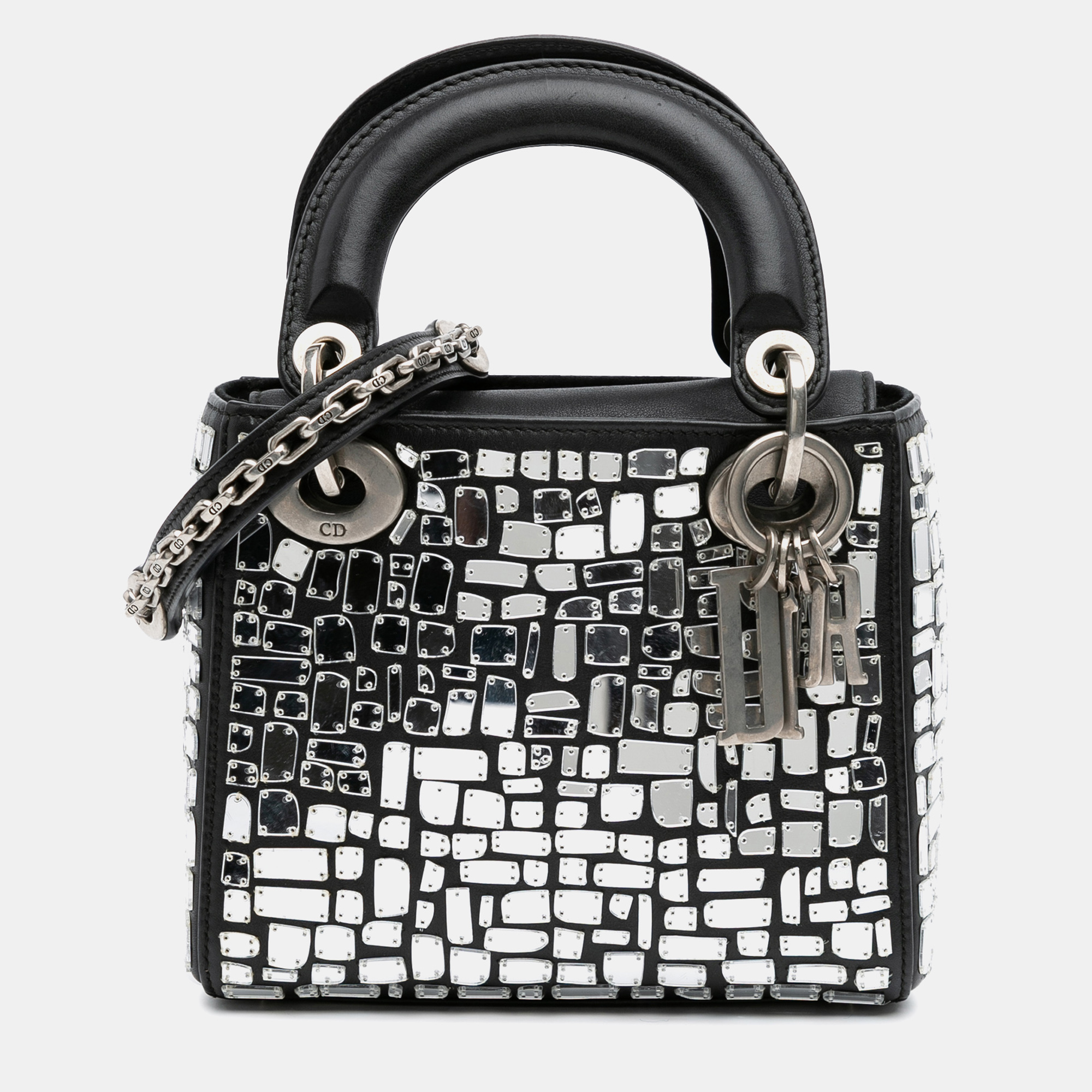 

Dior Black Mini Smooth Calfskin Embroidered Mosaic of Mirrors Lady Dior