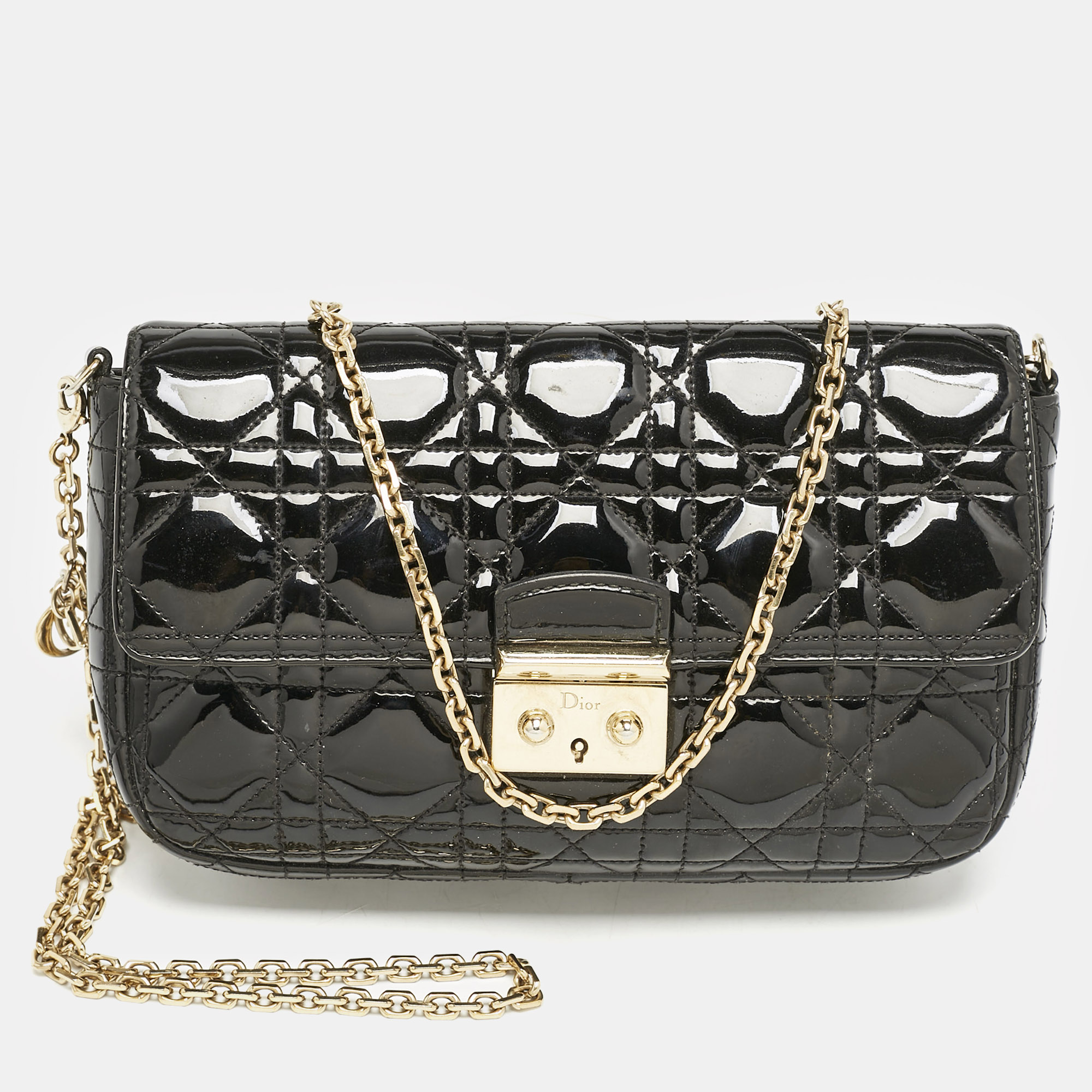 

Dior Black Cannage Patent Leather  Miss Dior Flap Bag