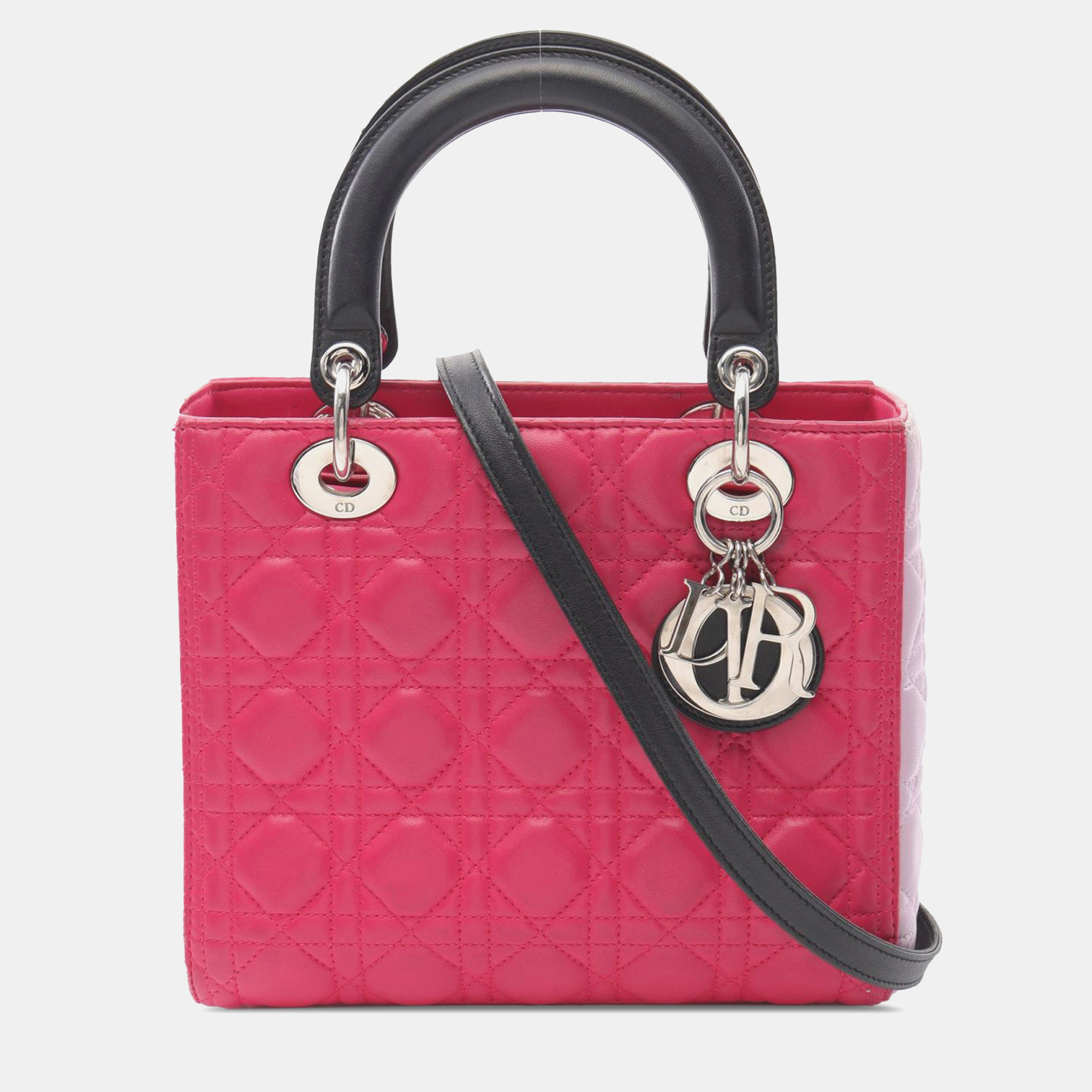 

Dior Pink Medium Tricolor Lambskin Cannage Lady Dior