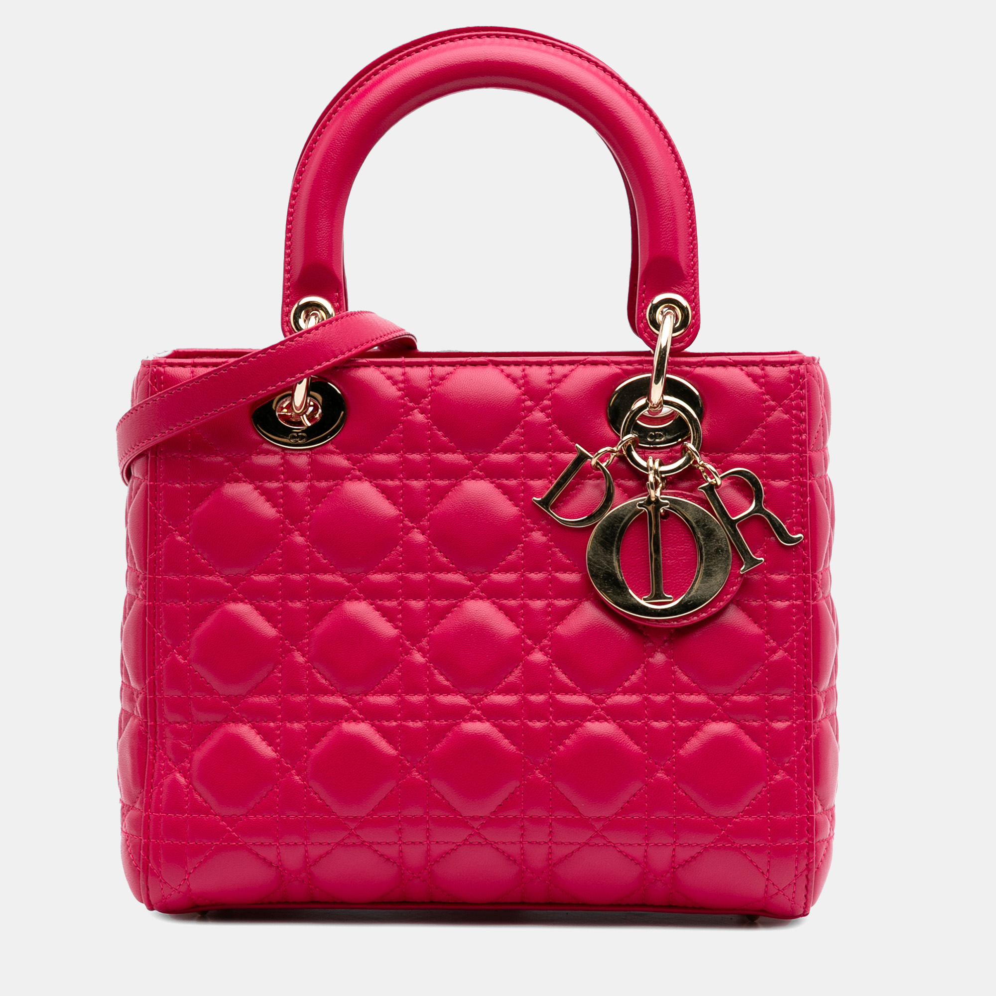 

Dior Pink Medium Lambskin Cannage Lady Dior