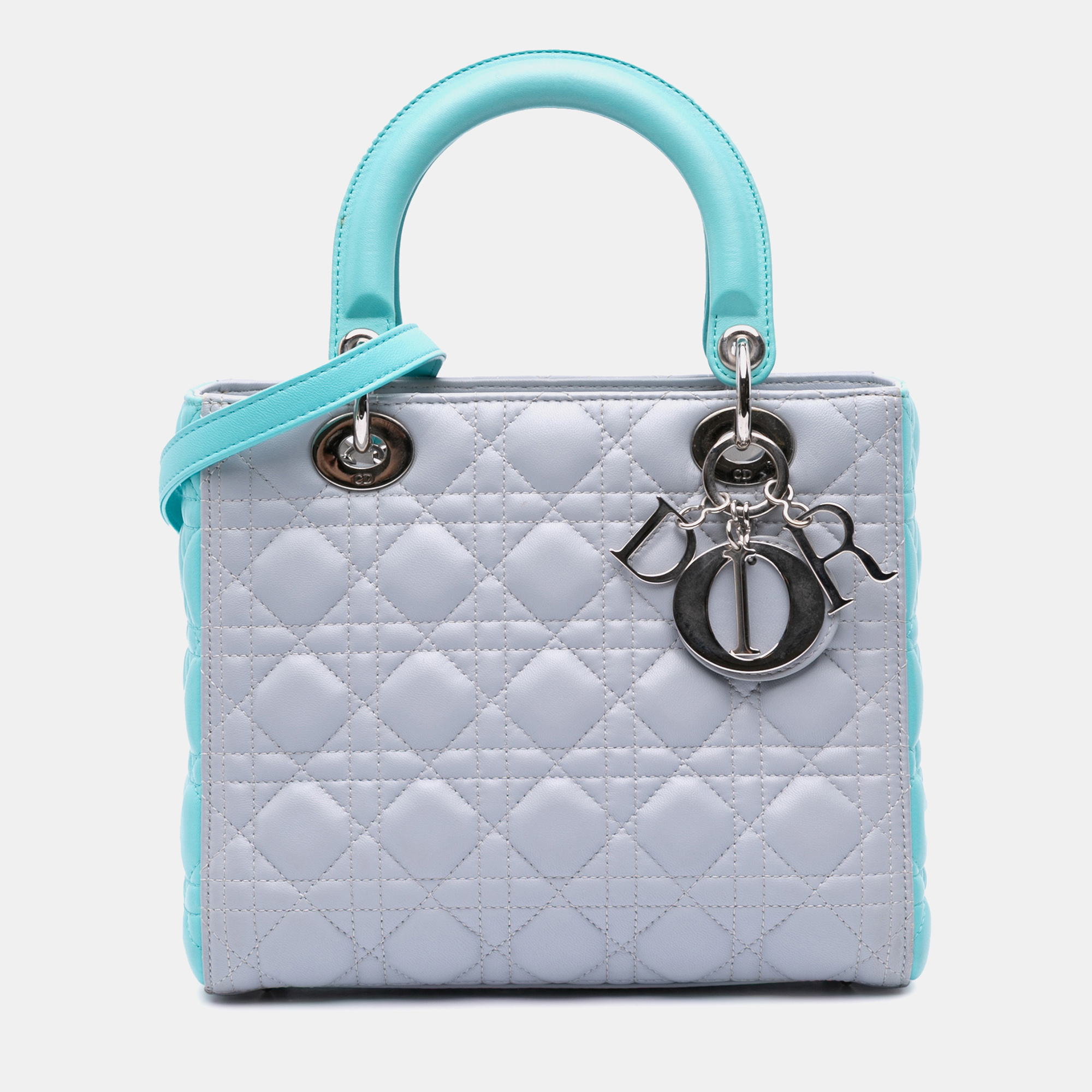 

Dior Blue/Grey Bicolor Lambskin Cannage Medium Lady Dior