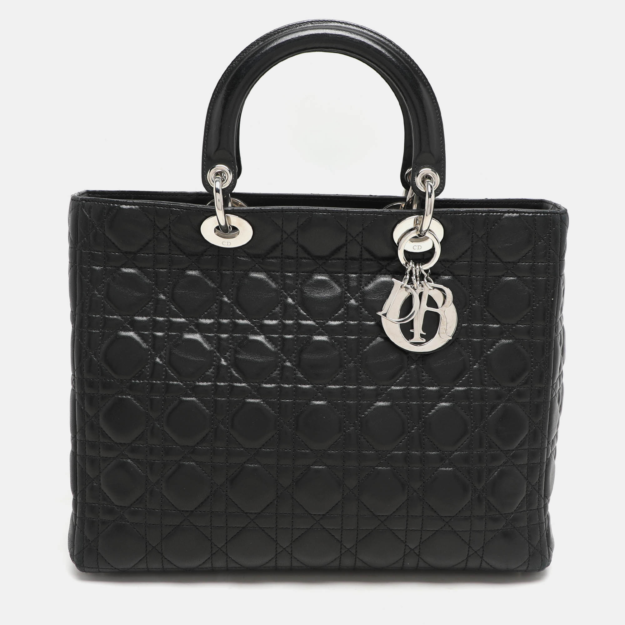 

Dior Black Cannage Leather  Lady Dior Tote