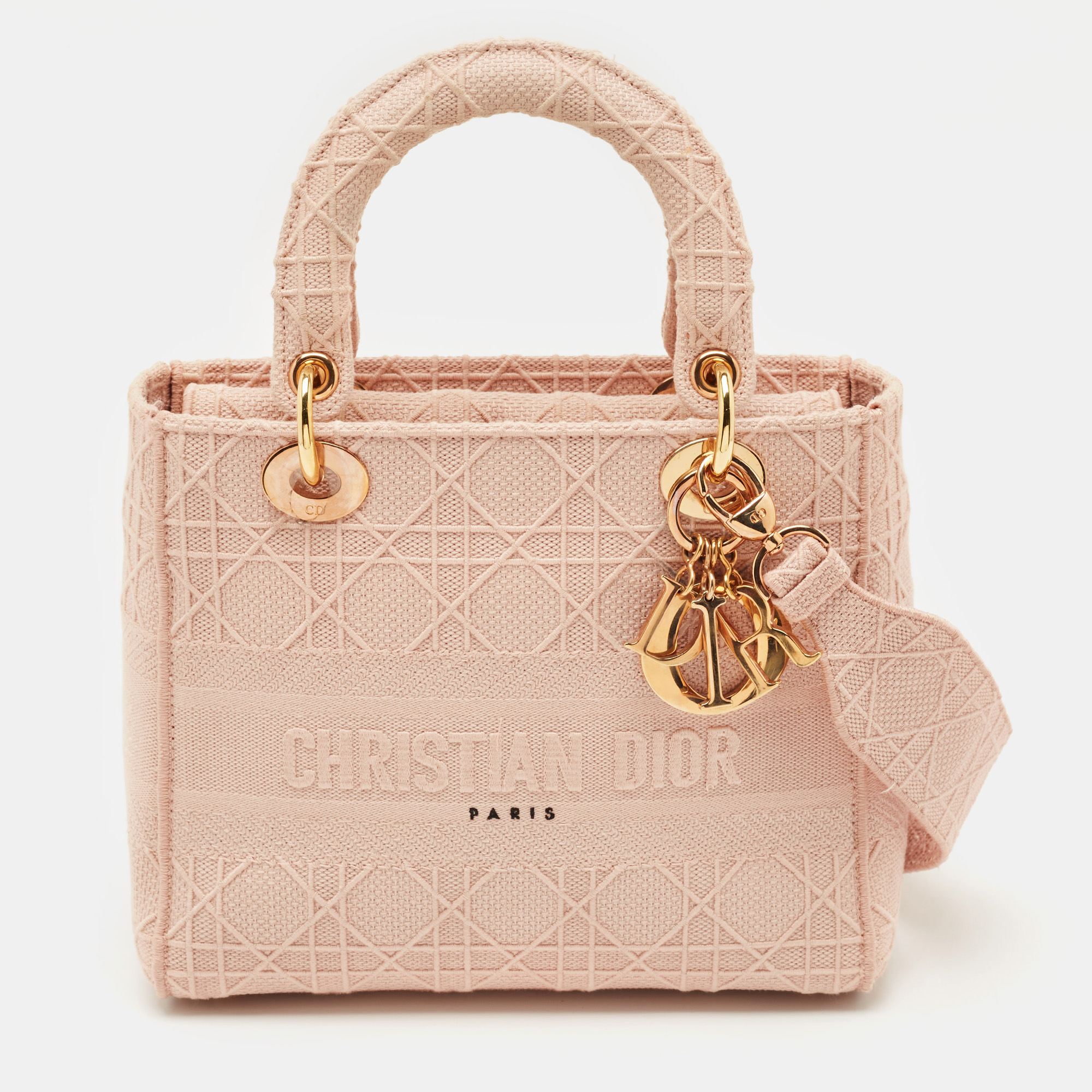 

Dior Pink Embroidered Canvas  Lady D-Lite Tote