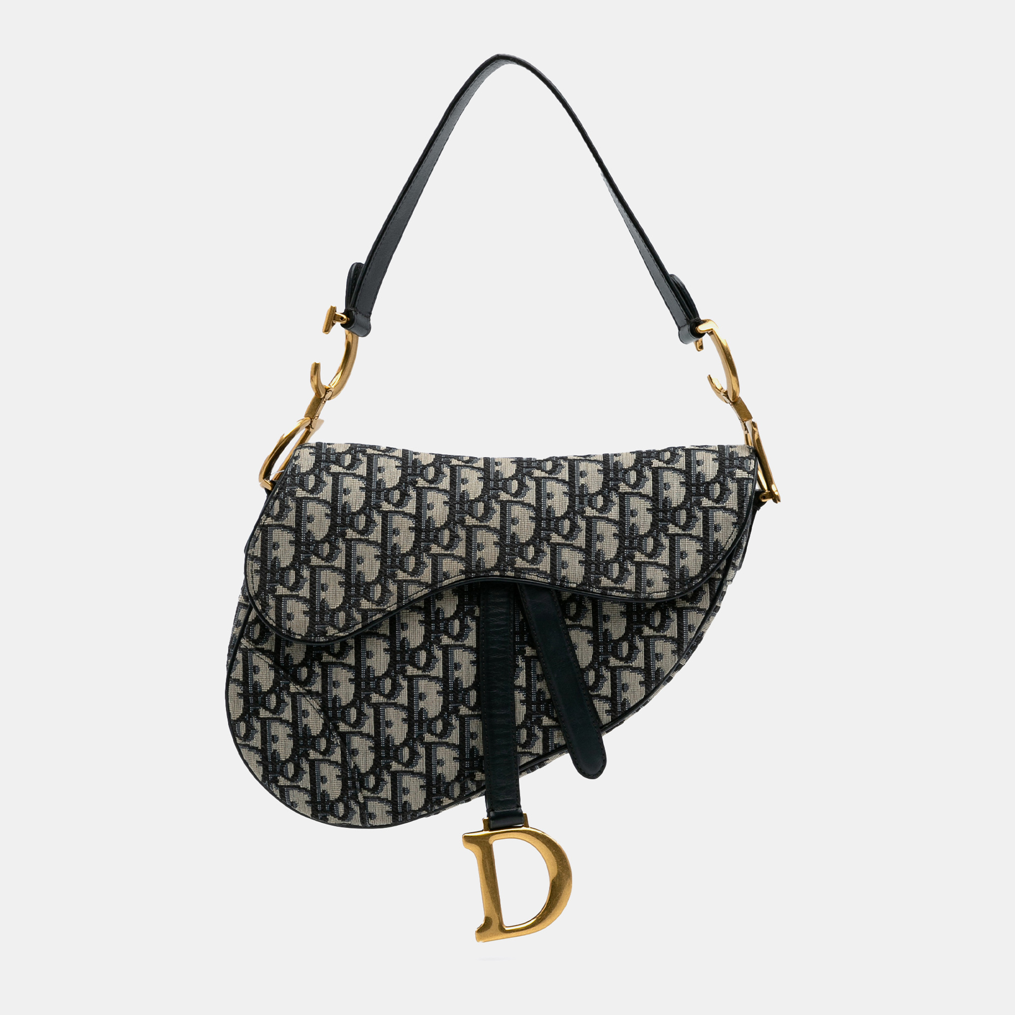 

Dior Navy Blue Oblique Canvas Saddle Bag