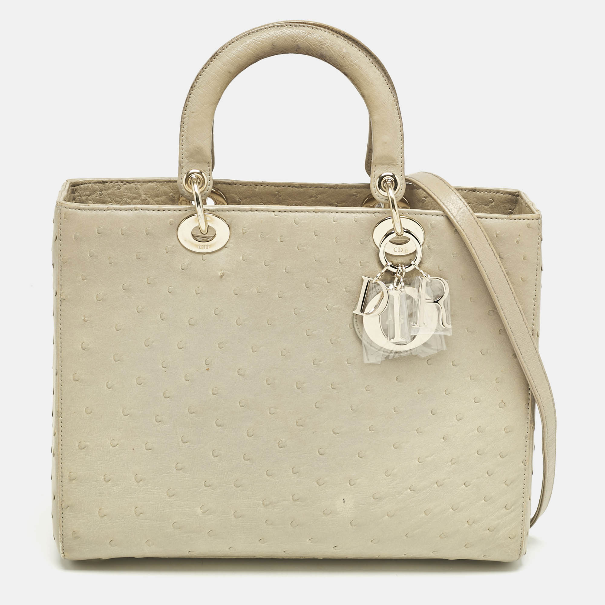 

Dior Light Beige Ostrich  Lady Dior Tote