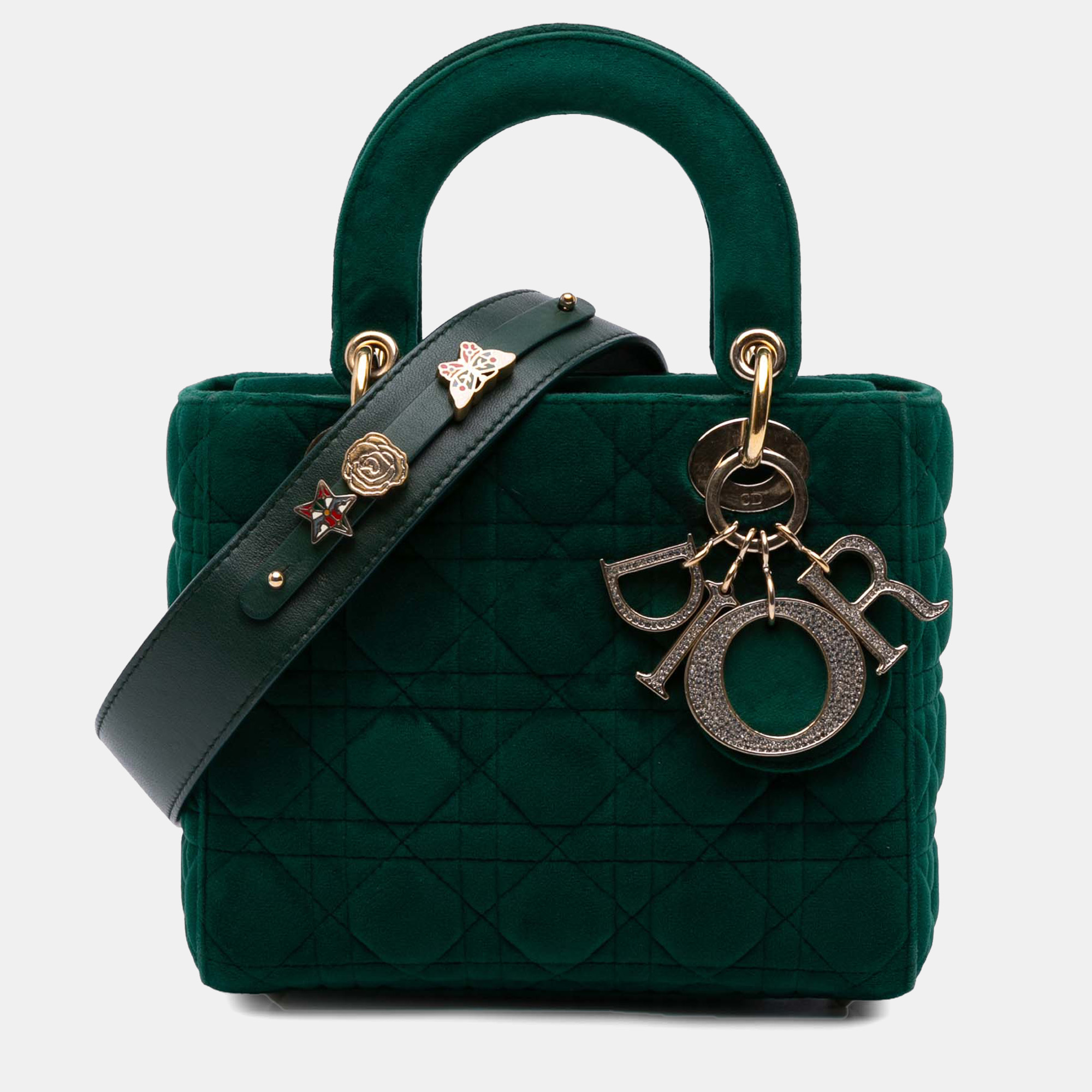 

Dior Green Small Velvet Cannage My ABCDior Lady Dior