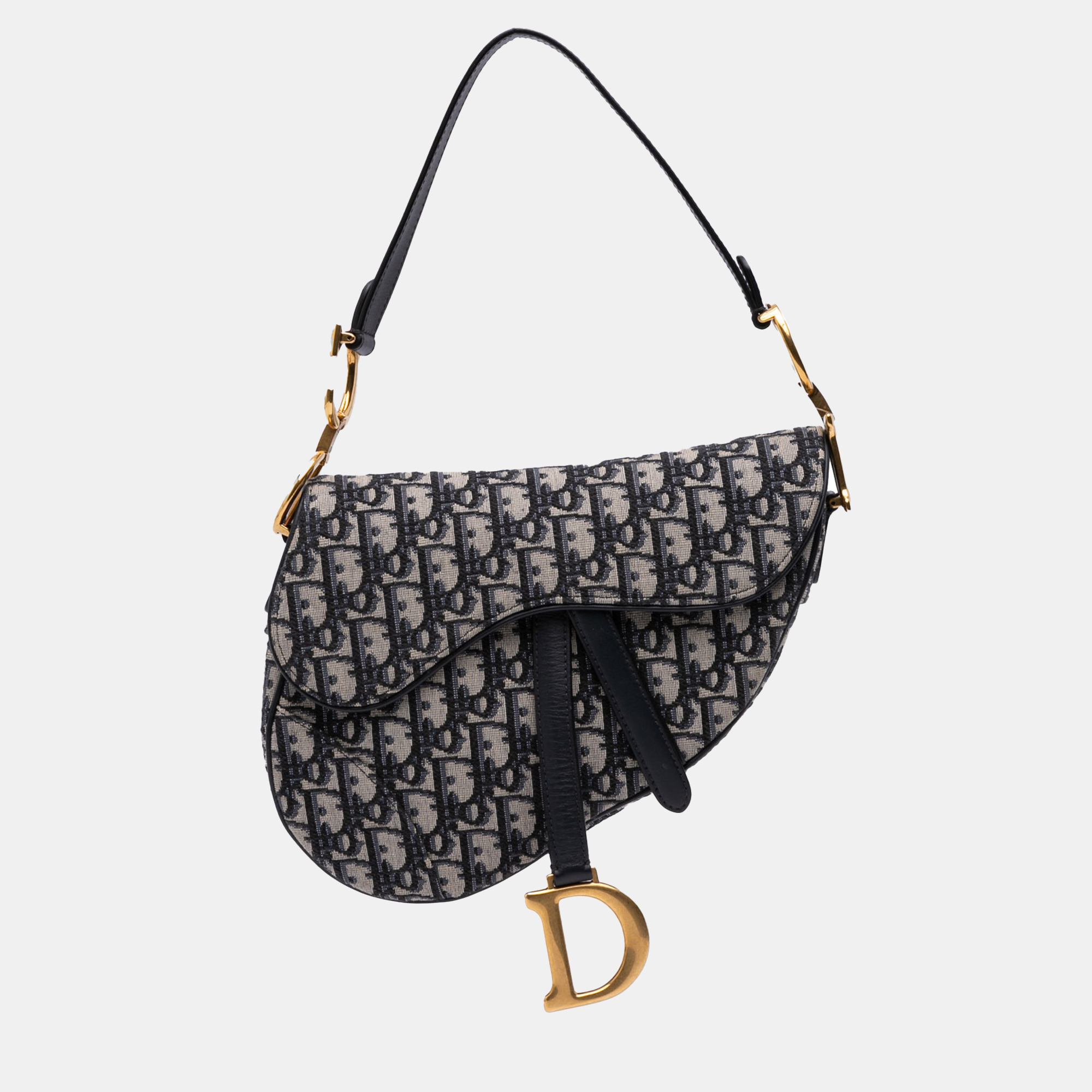 

Dior Navy Blue Oblique Canvas Saddle Bag